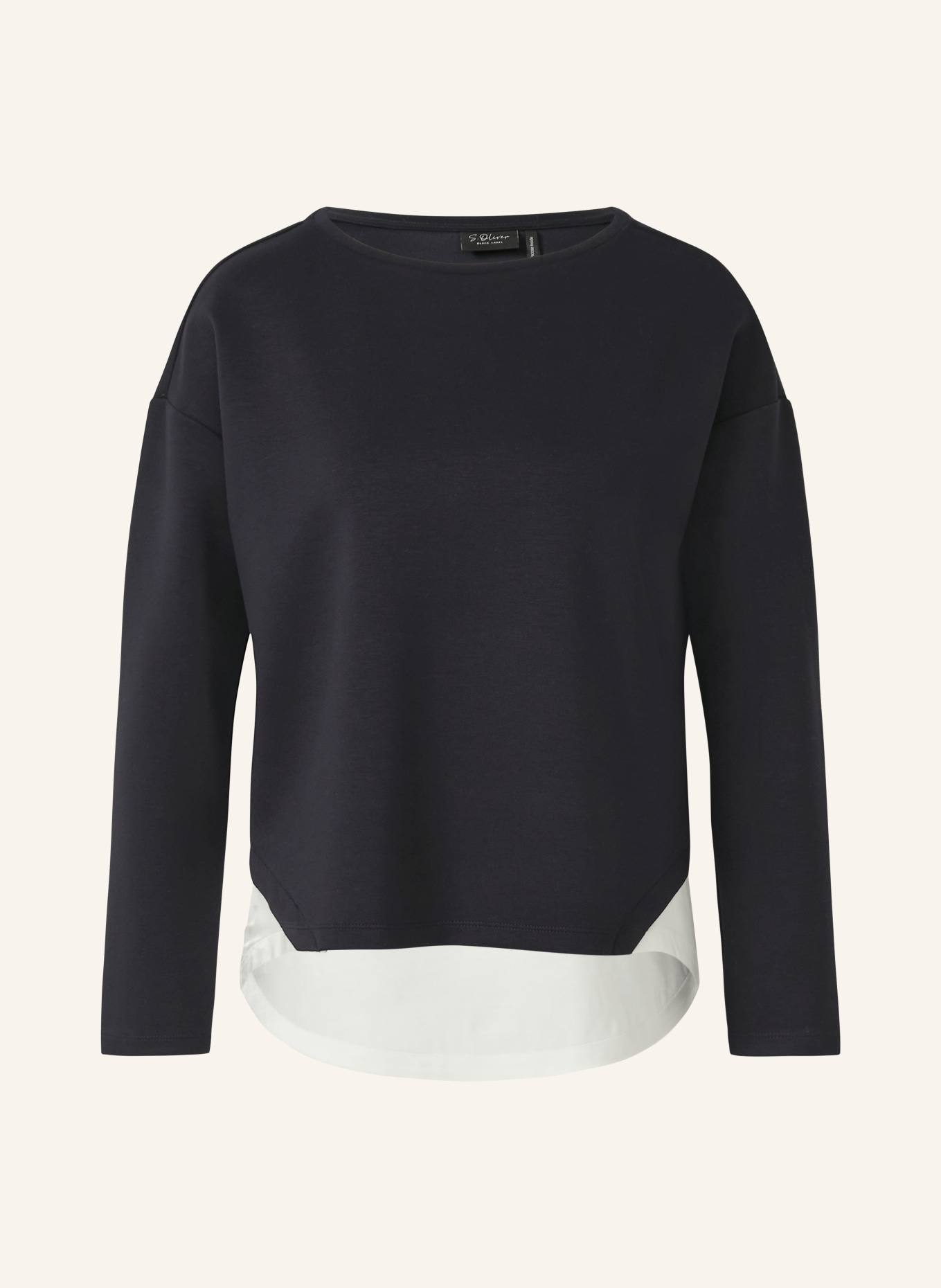 s.Oliver BLACK LABEL Sweatshirt in a mix of materials: DARK BLUE / WHITE