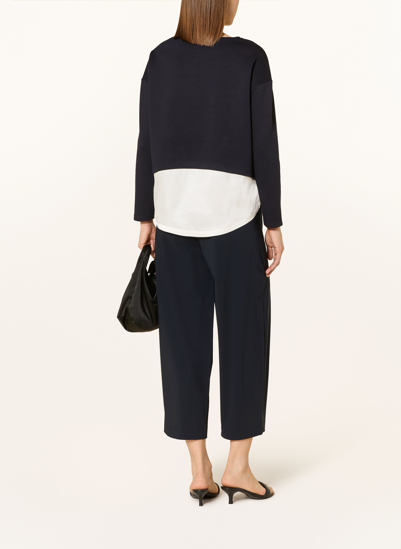 s.Oliver BLACK LABEL Sweatshirt in a mix of materials: DARK BLUE / WHITE