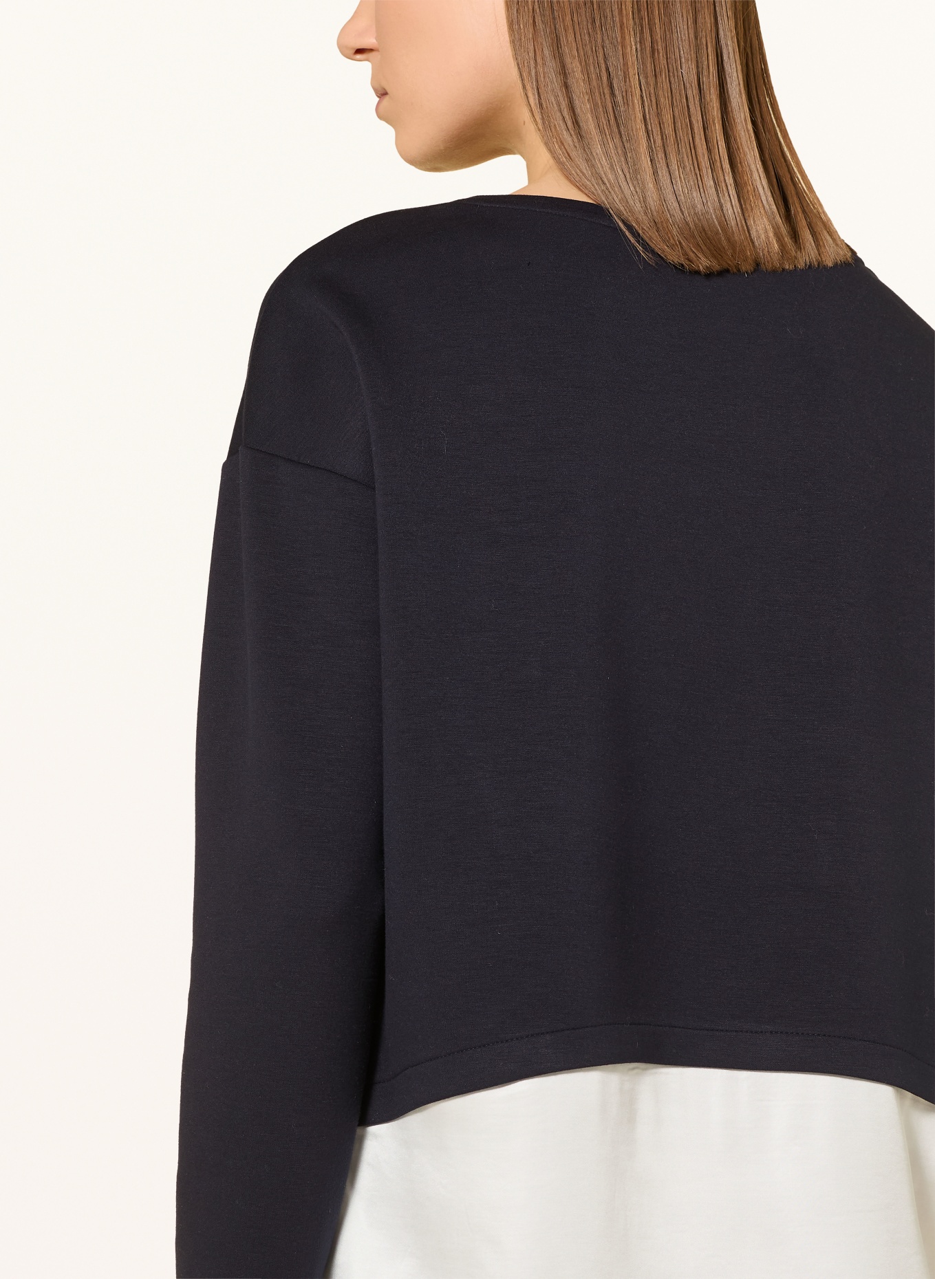 s.Oliver BLACK LABEL Sweatshirt in a mix of materials: DARK BLUE / WHITE