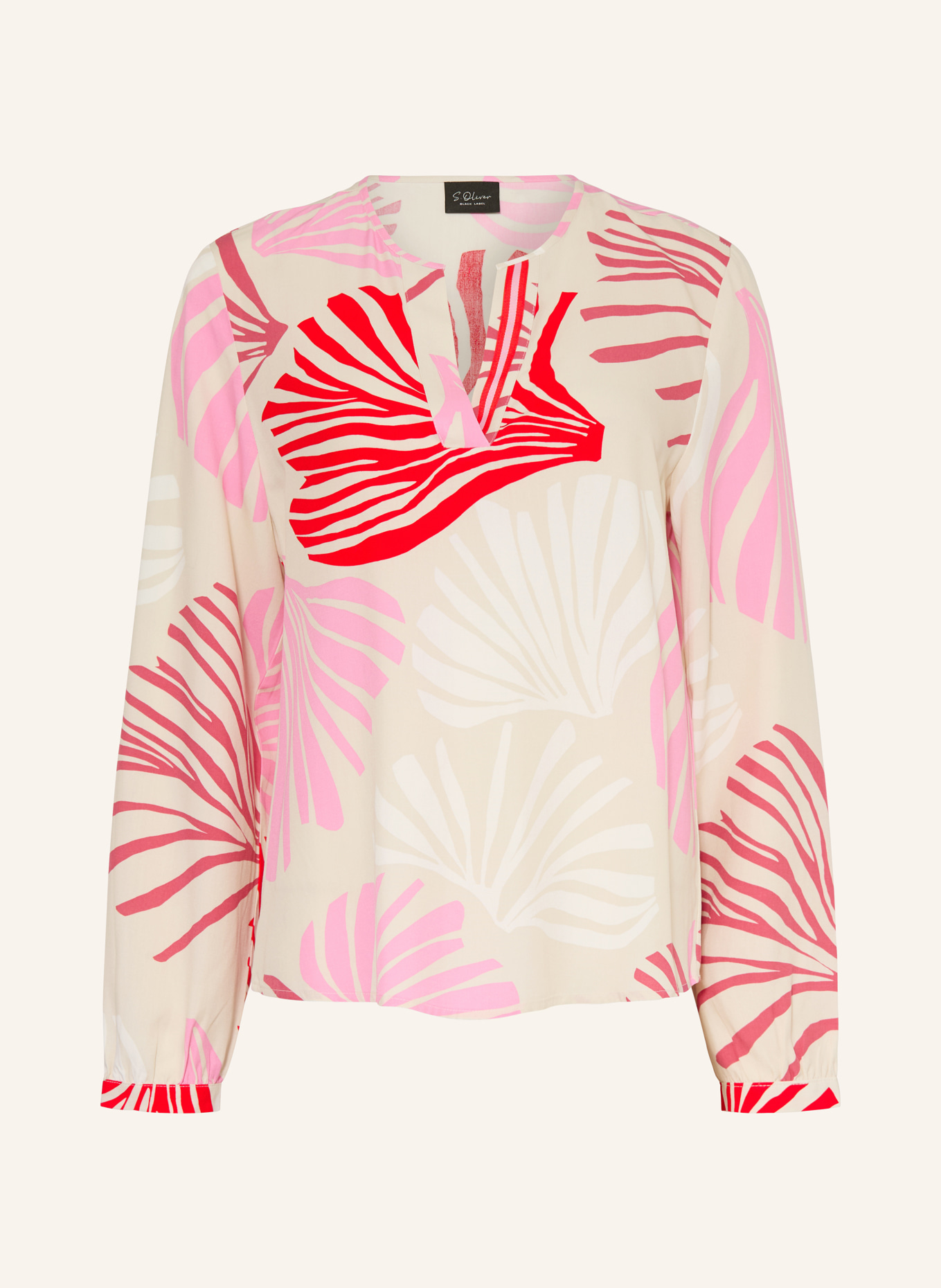 s.Oliver BLACK LABEL blůza: SVĚTLE ŠEDÁ / RŮŽOVÁ / ČERVENÁ