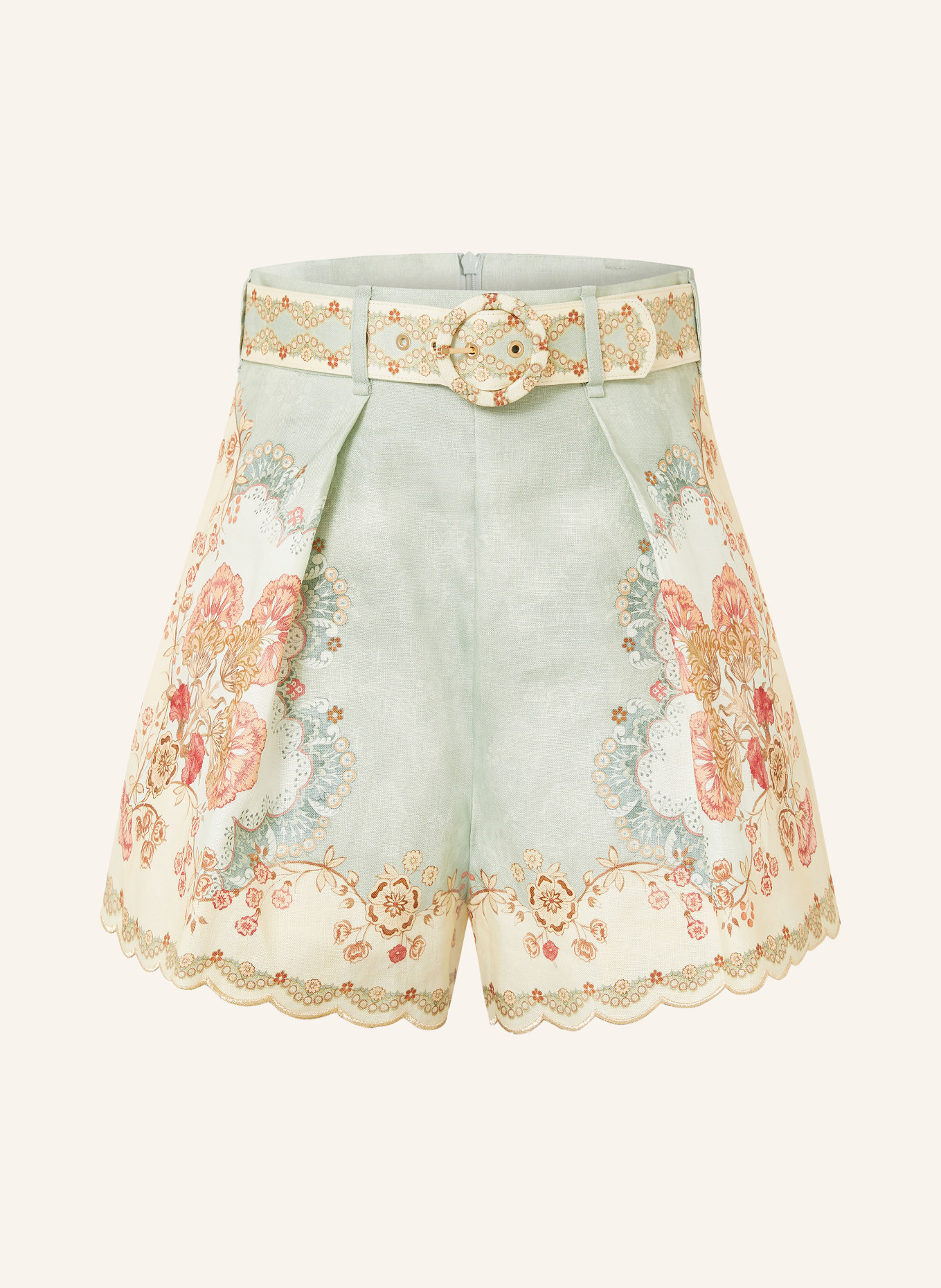 ZIMMERMANN Leinenshorts DAYLIGHT: CREME / ROT / MINT