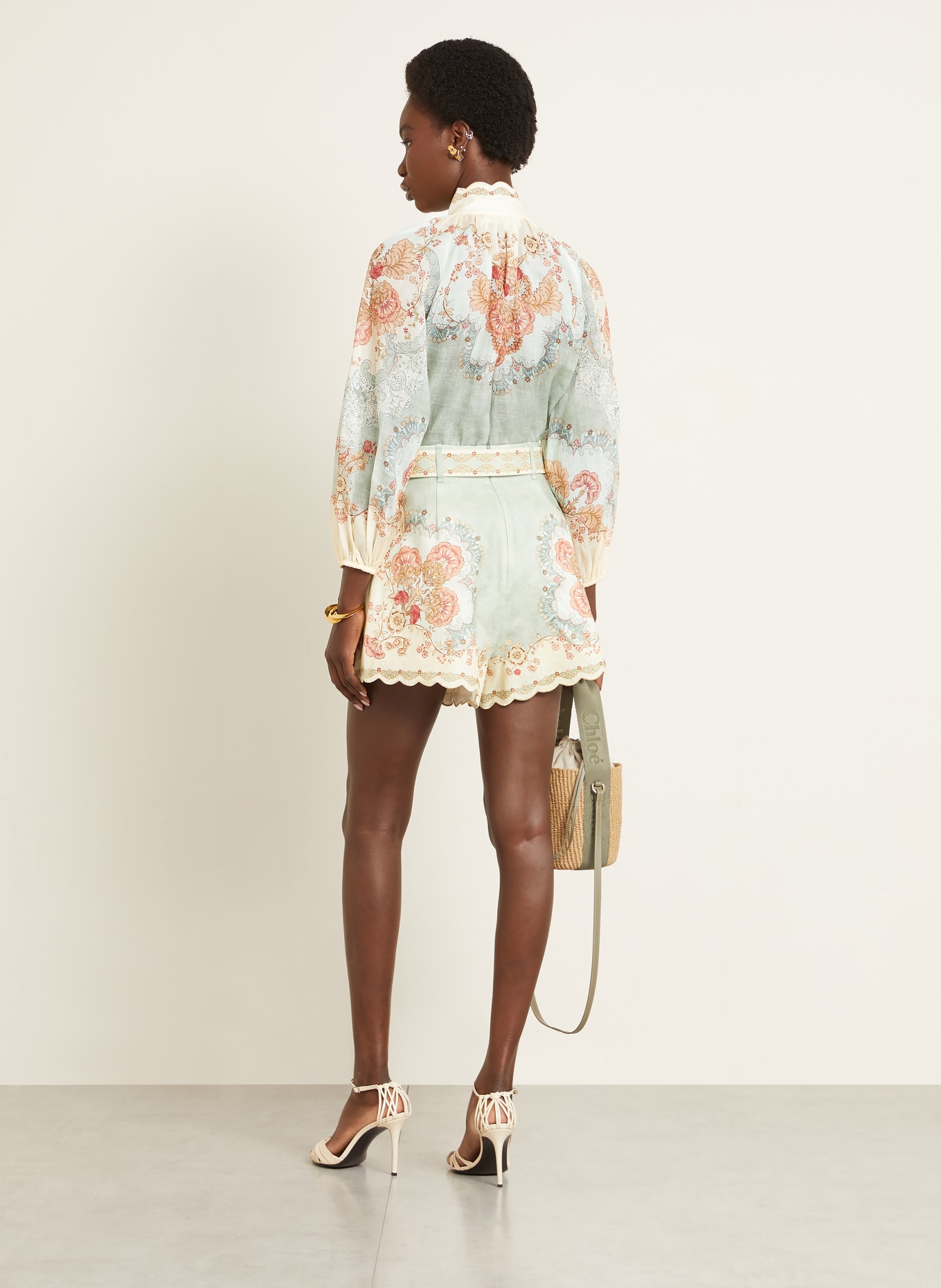 ZIMMERMANN Leinenshorts DAYLIGHT: CREME / ROT / MINT