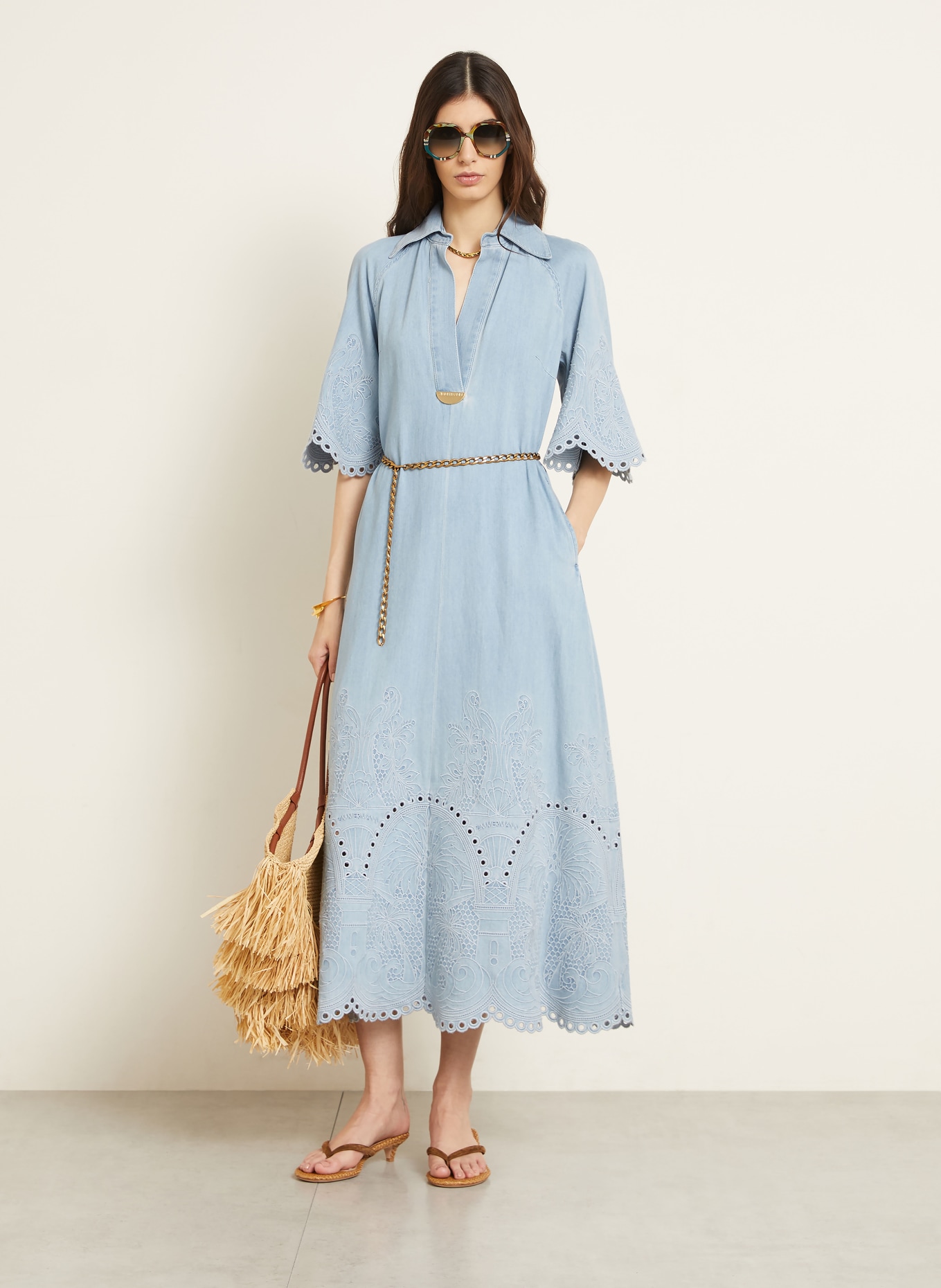 ZIMMERMANN Robe en jean DAYLIGHT: BLEU CLAIR