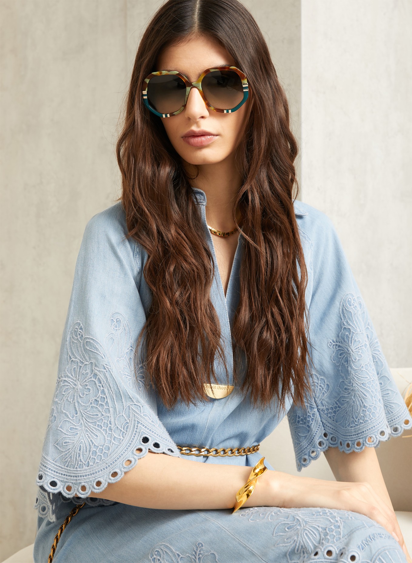 ZIMMERMANN Robe en jean DAYLIGHT: BLEU CLAIR