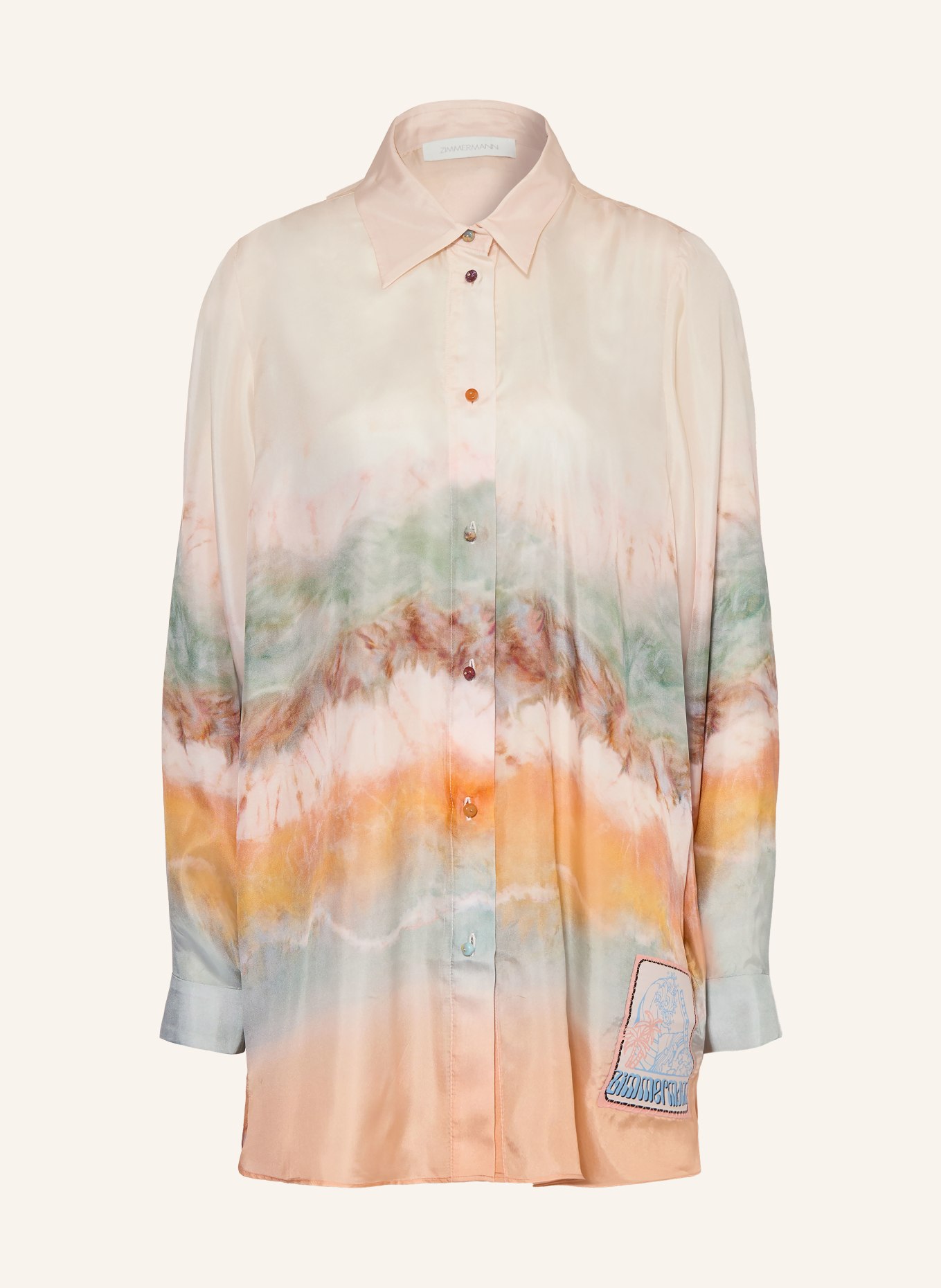 ZIMMERMANN Seidenbluse DAYLIGHT: CREME / HELLORANGE / MINT