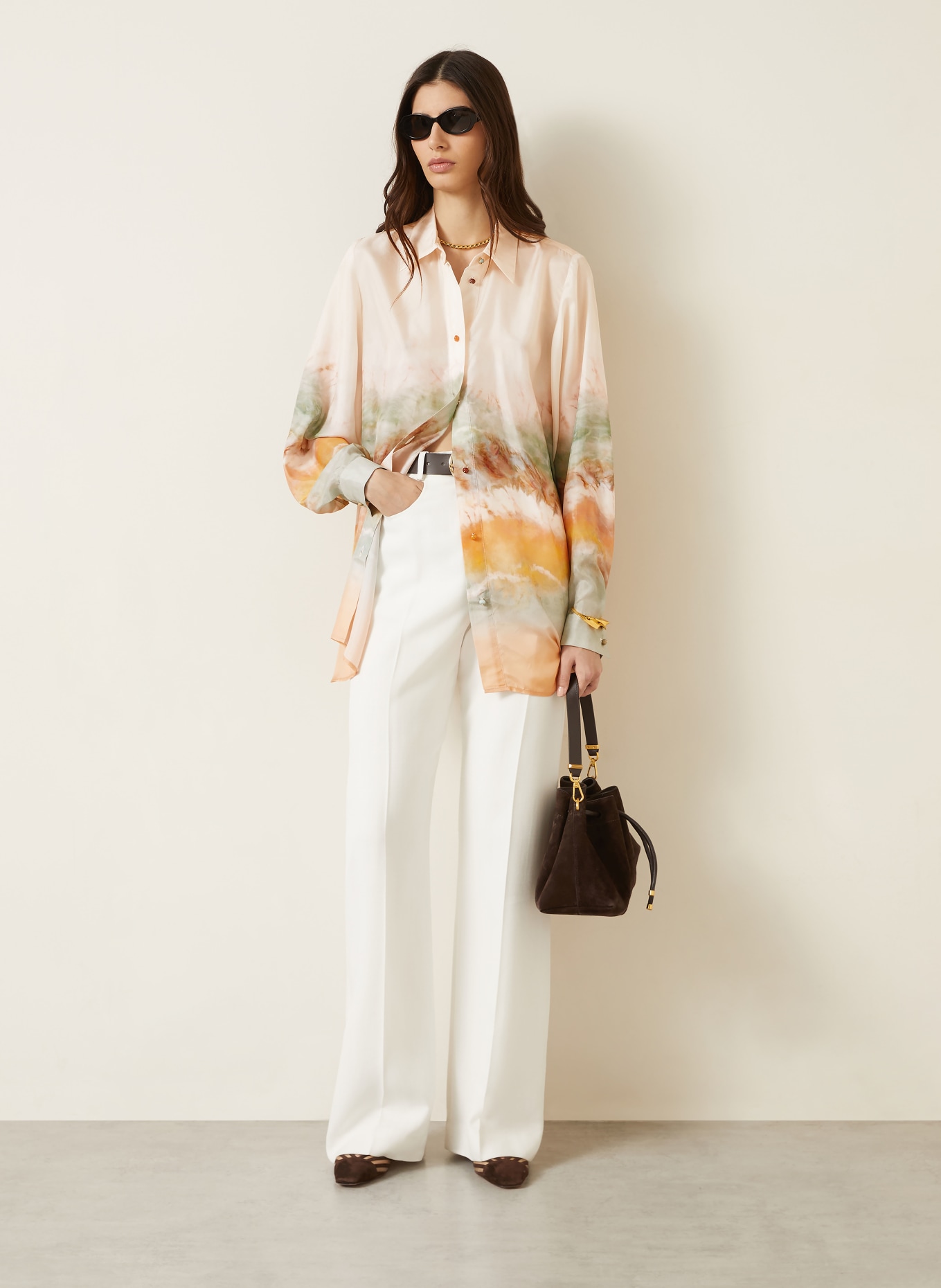 ZIMMERMANN Seidenbluse DAYLIGHT: CREME / HELLORANGE / MINT