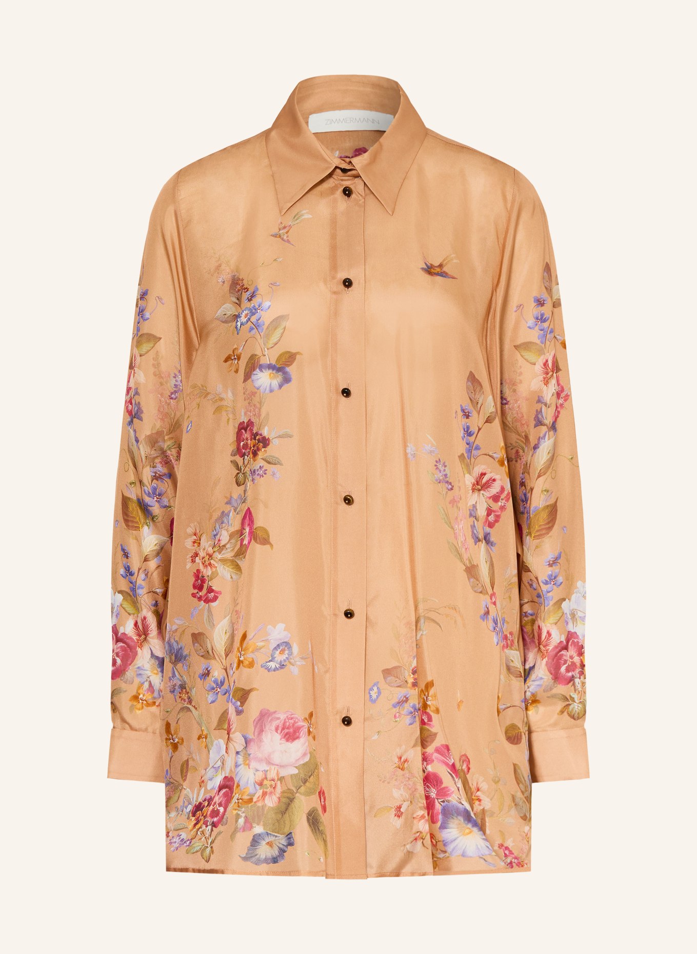 ZIMMERMANN Hemdbluse PATIENCE aus Seide: COGNAC / ROT / BLAU