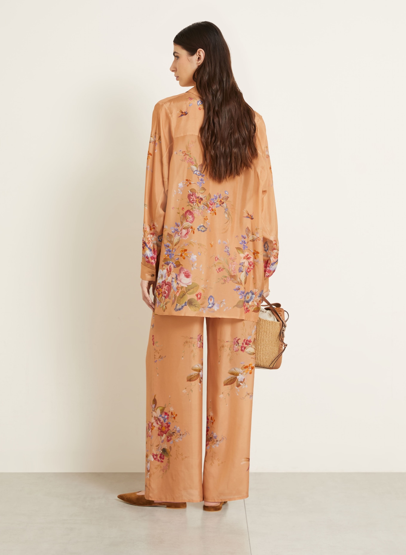 ZIMMERMANN Hemdbluse PATIENCE aus Seide: COGNAC / ROT / BLAU