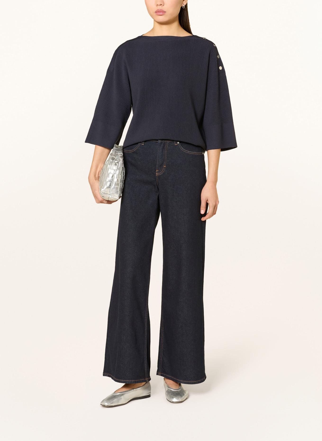 s.Oliver BLACK LABEL Pullover mit 3/4-Arm: DUNKELBLAU