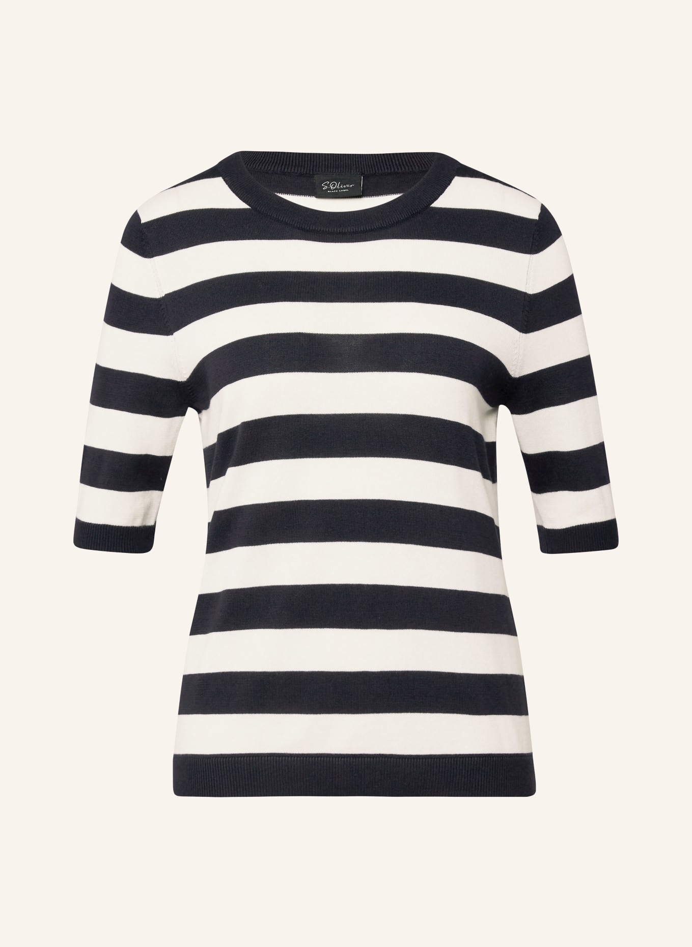 s.Oliver BLACK LABEL pletené tričko: TMAVĚ MODRÁ / BÍLÁ