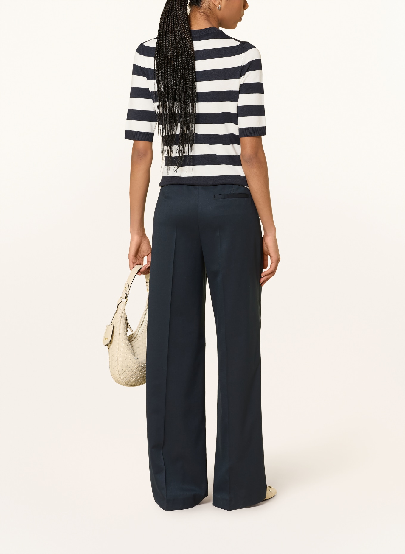 s.Oliver BLACK LABEL pletené tričko: TMAVĚ MODRÁ / BÍLÁ