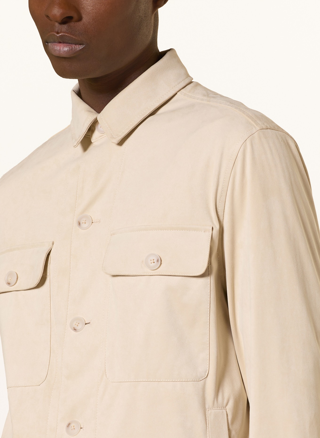 BOSS Overshirt CARPER in Lederoptik: CREME