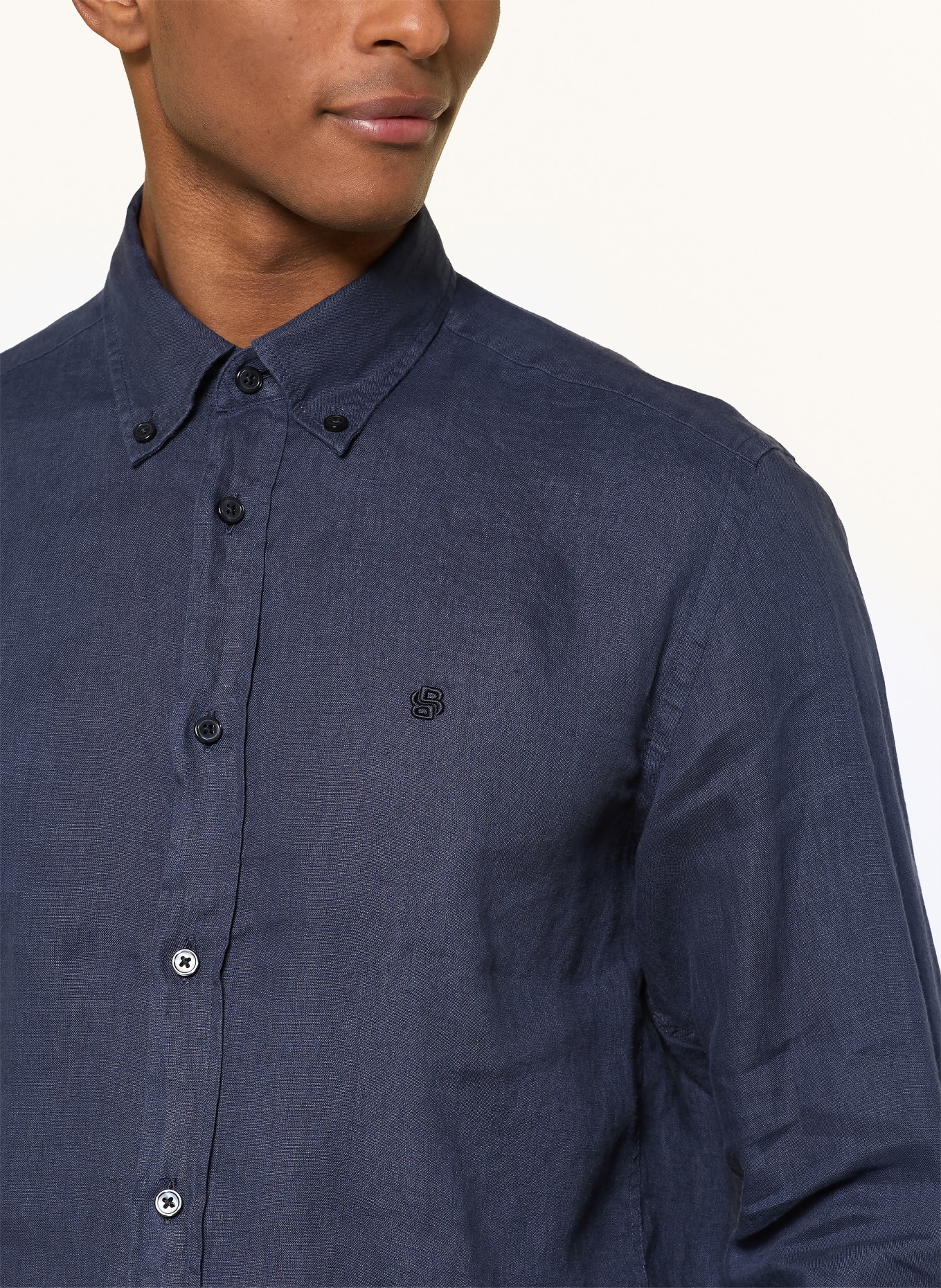 BOSS Leinenhemd LIAM Regular Fit: DUNKELBLAU