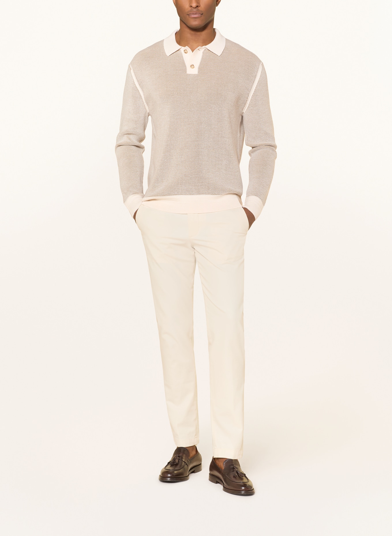 BOSS ULIO knitted polo shirt: BEIGE / LIGHT BROWN