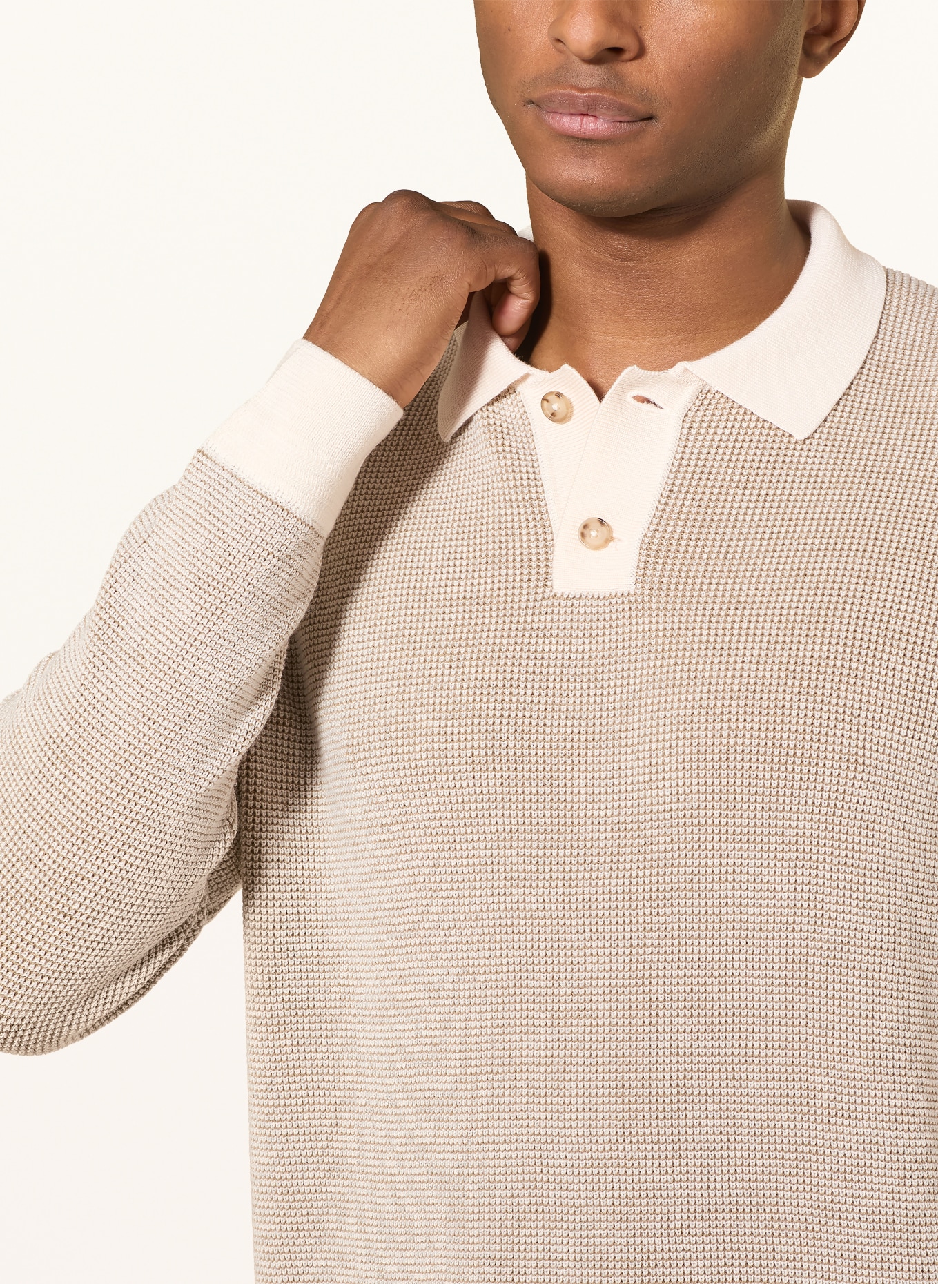 BOSS ULIO knitted polo shirt: BEIGE / LIGHT BROWN