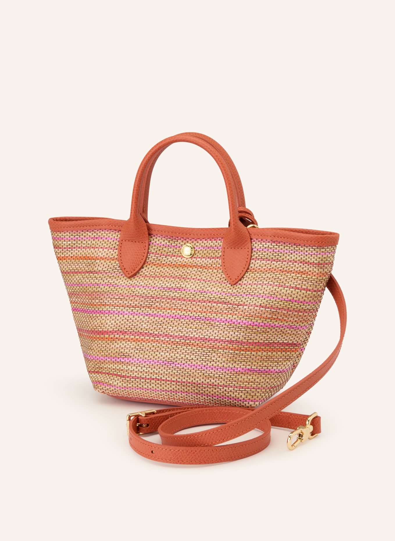 LONGCHAMP Handtasche: DUNKELORANGE / BEIGE / NEONPINK