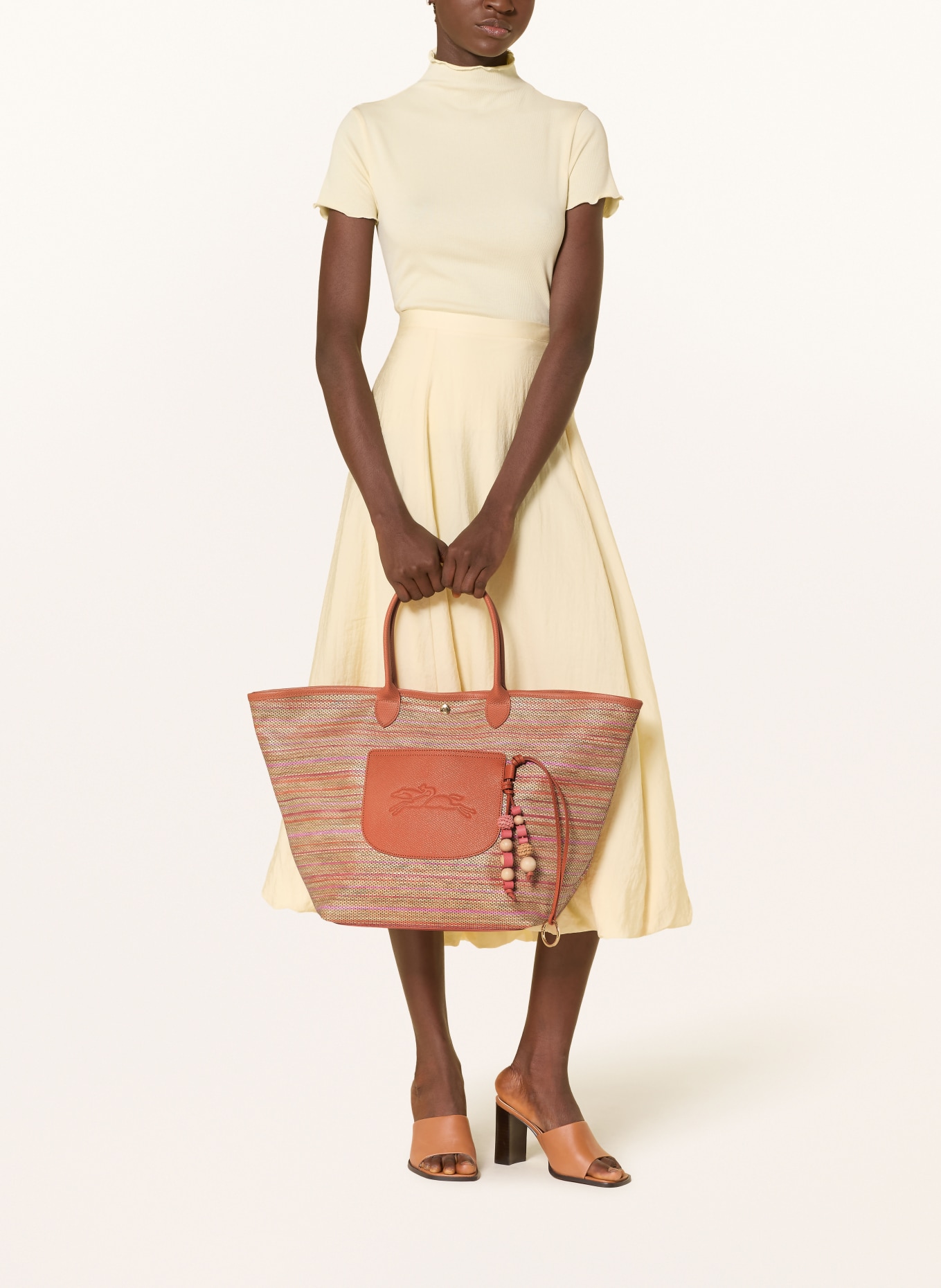 LONGCHAMP Shopper LE PLIAGE COLLECTION LARGE: DUNKELORANGE / ROSA / BEIGE