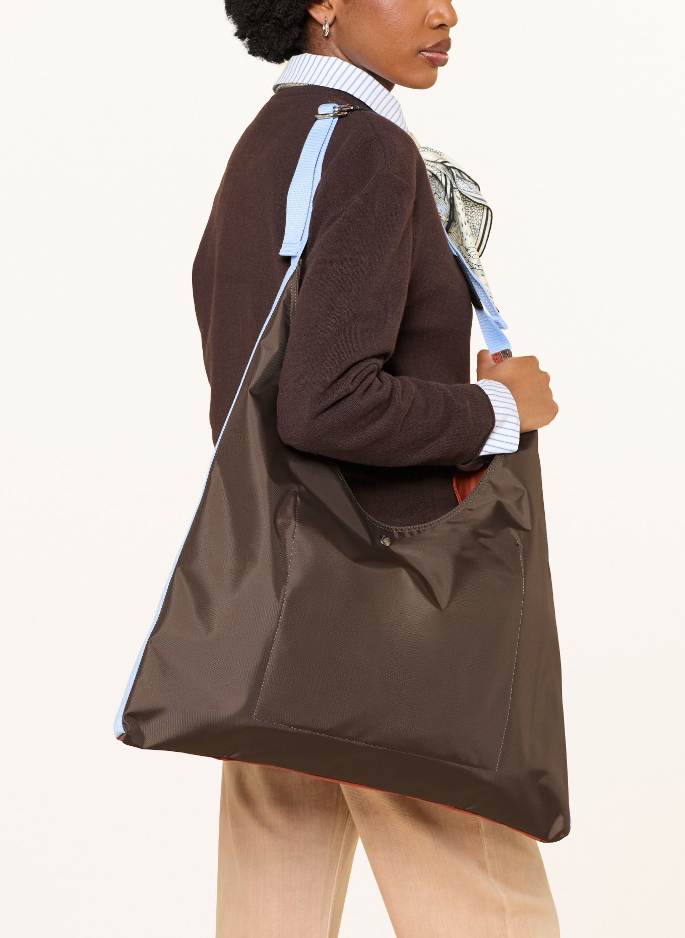 LONGCHAMP Shopper RE-PLAY: DUNKELORANGE / DUNKELBRAUN / HELLBLAU