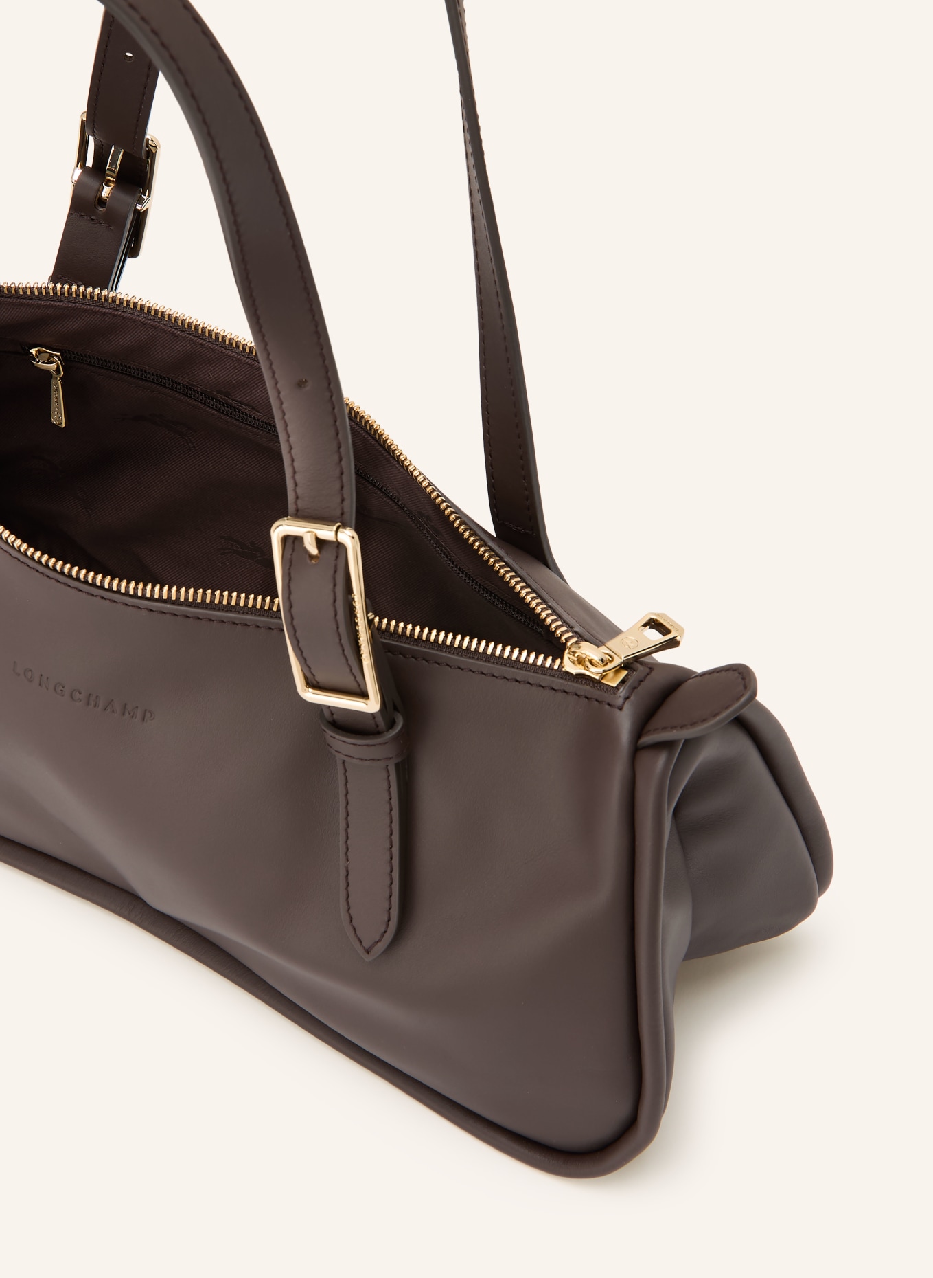 LONGCHAMP Handtasche LOOONG LARGE: DUNKELBRAUN / GOLD