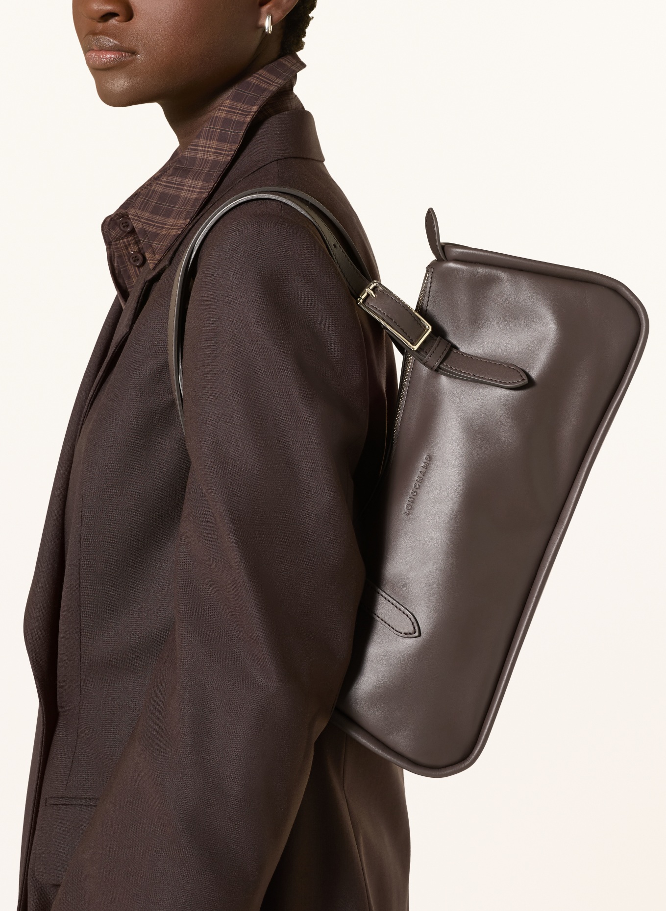 LONGCHAMP Handtasche LOOONG LARGE: DUNKELBRAUN / GOLD