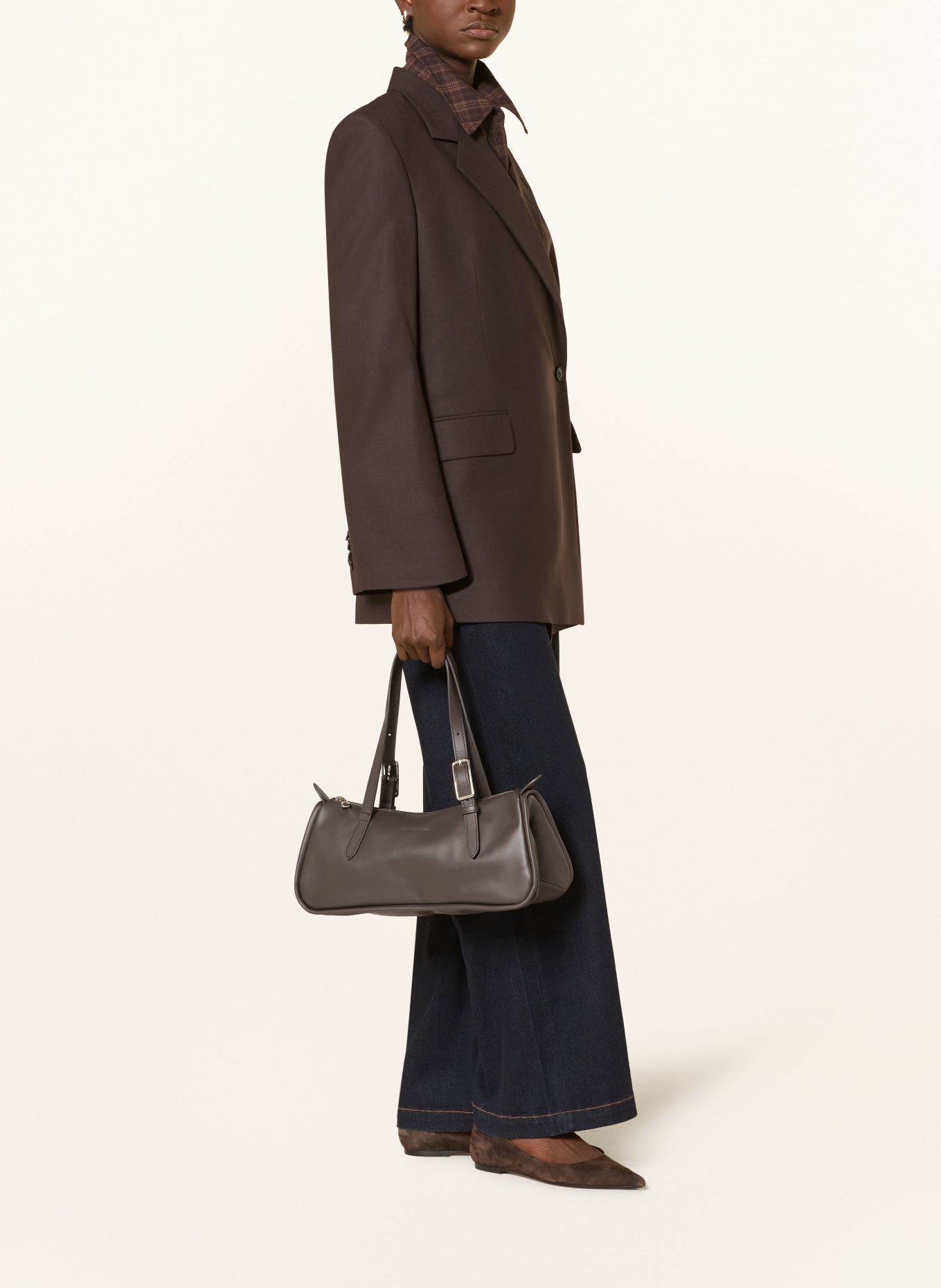 LONGCHAMP Handtasche LOOONG LARGE: DUNKELBRAUN / GOLD