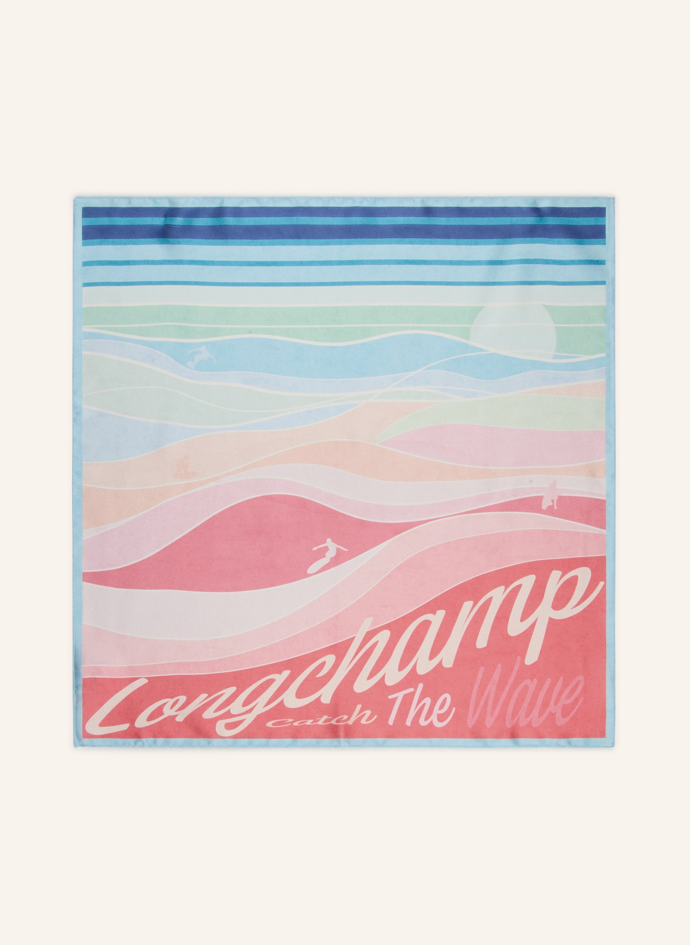 LONGCHAMP Seidentuch SUNSET WAVES: HELLBLAU / HELLROT / MINT