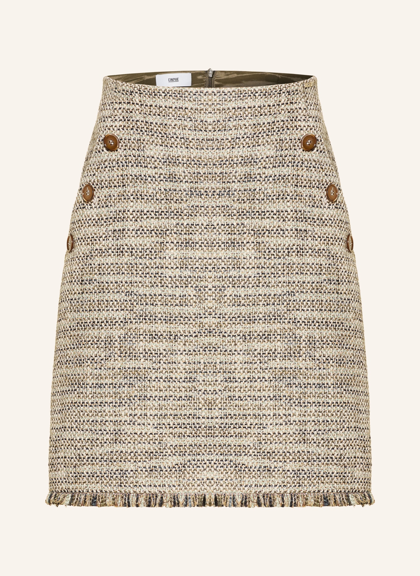 CINQUE Tvídová sukně CICLEA: SVĚTLE ZELENÁ / ČERNÁ