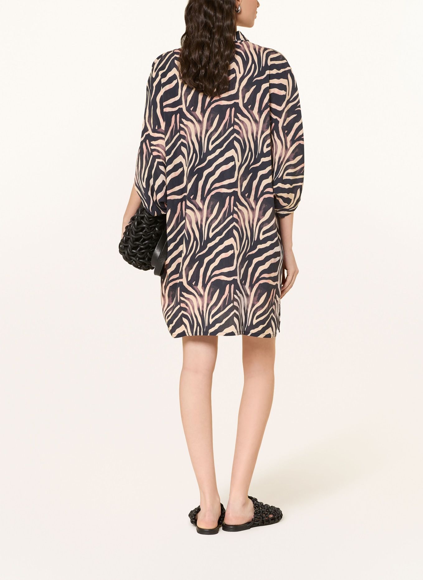 HUGO FANCY beach dress with 3/4 sleeves: BEIGE / BROWN / BLACK