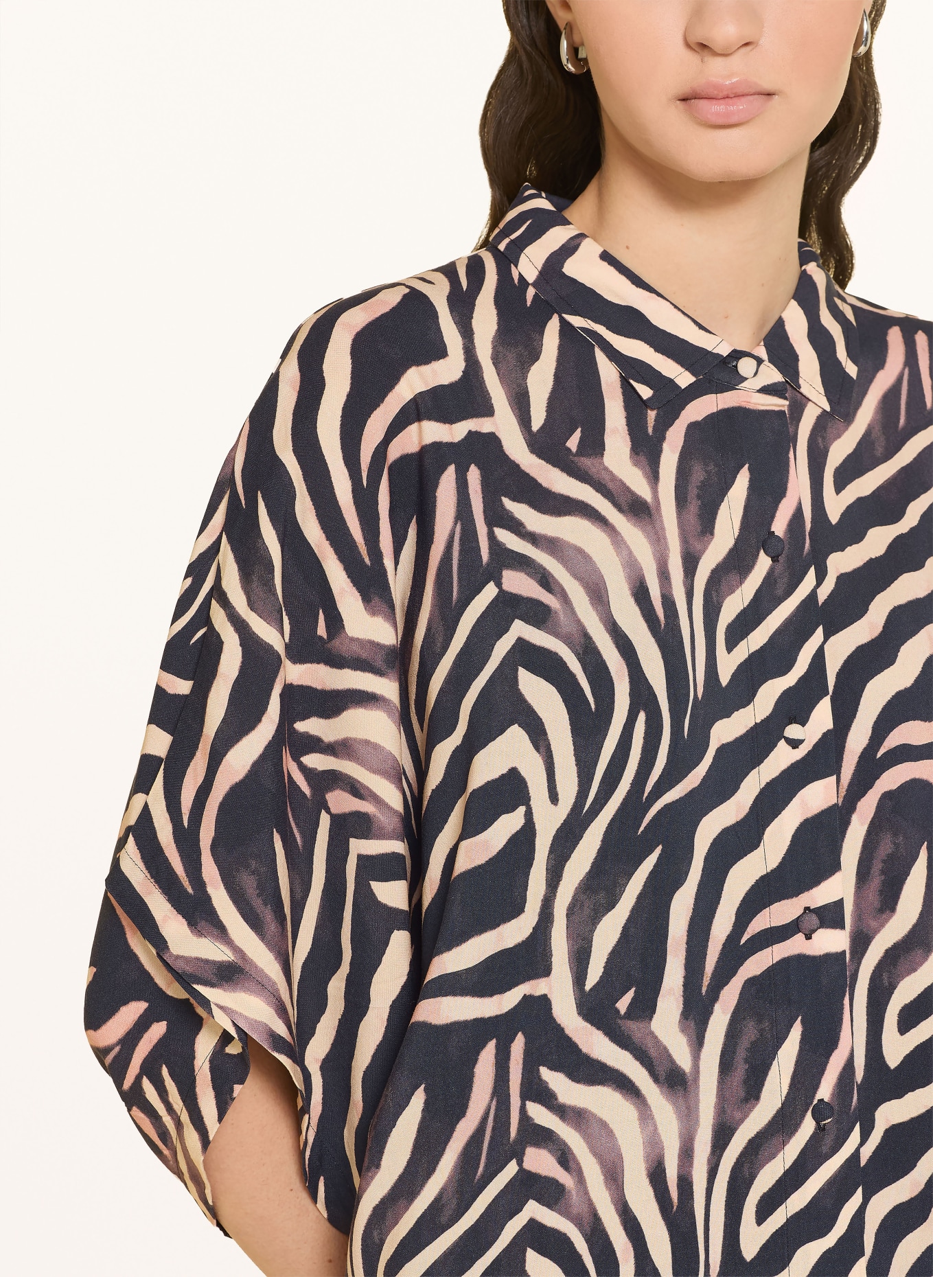 HUGO FANCY beach dress with 3/4 sleeves: BEIGE / BROWN / BLACK