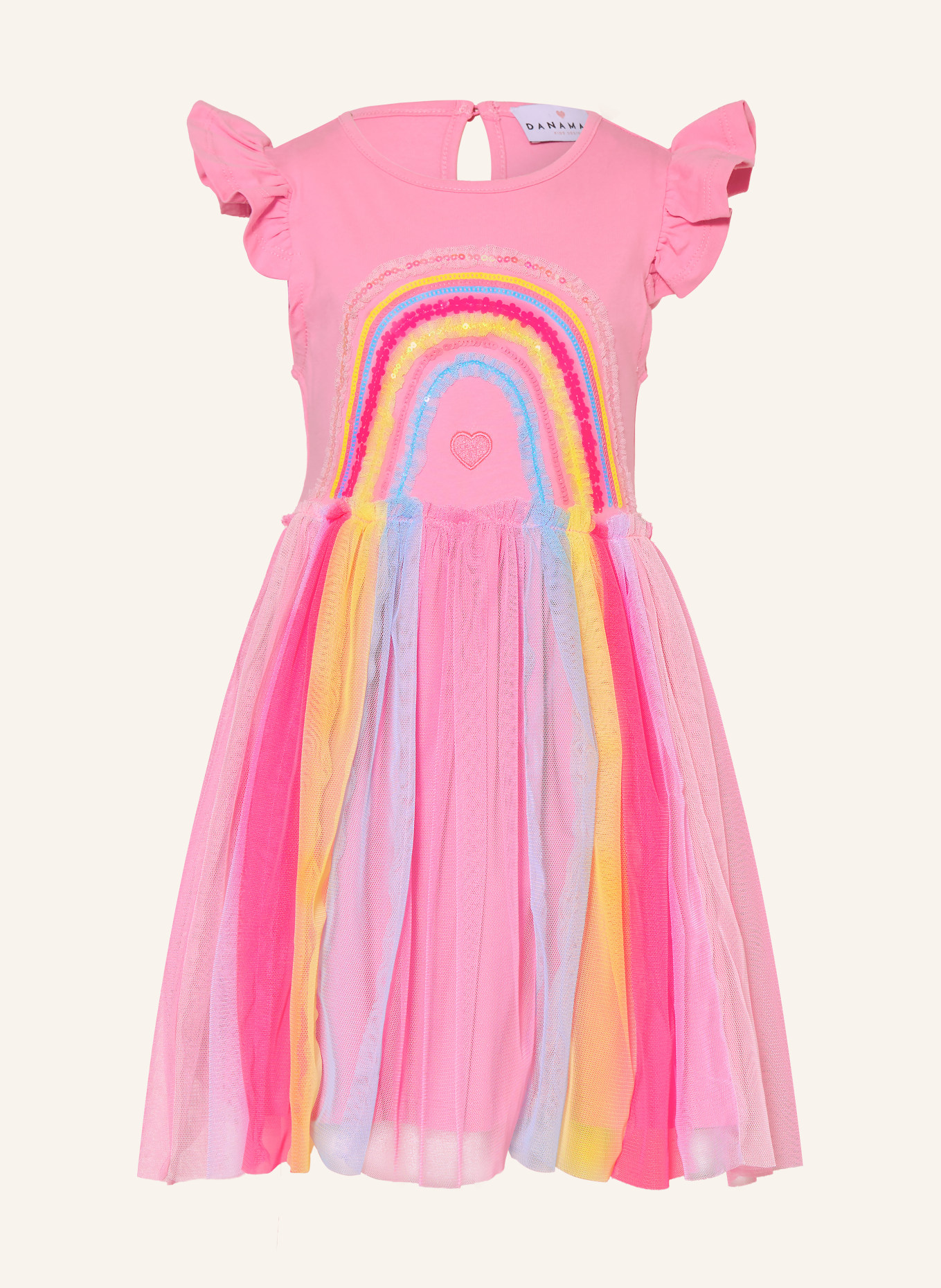 DANAMADE Robe en mélange de matières avec paillettes: ROSE / JAUNE / BLEU CLAIR