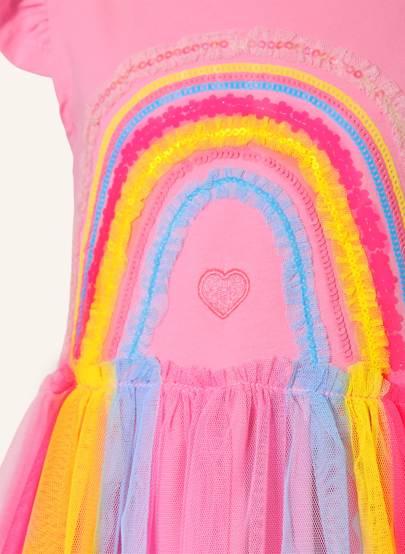 DANAMADE Robe en mélange de matières avec paillettes: ROSE / JAUNE / BLEU CLAIR