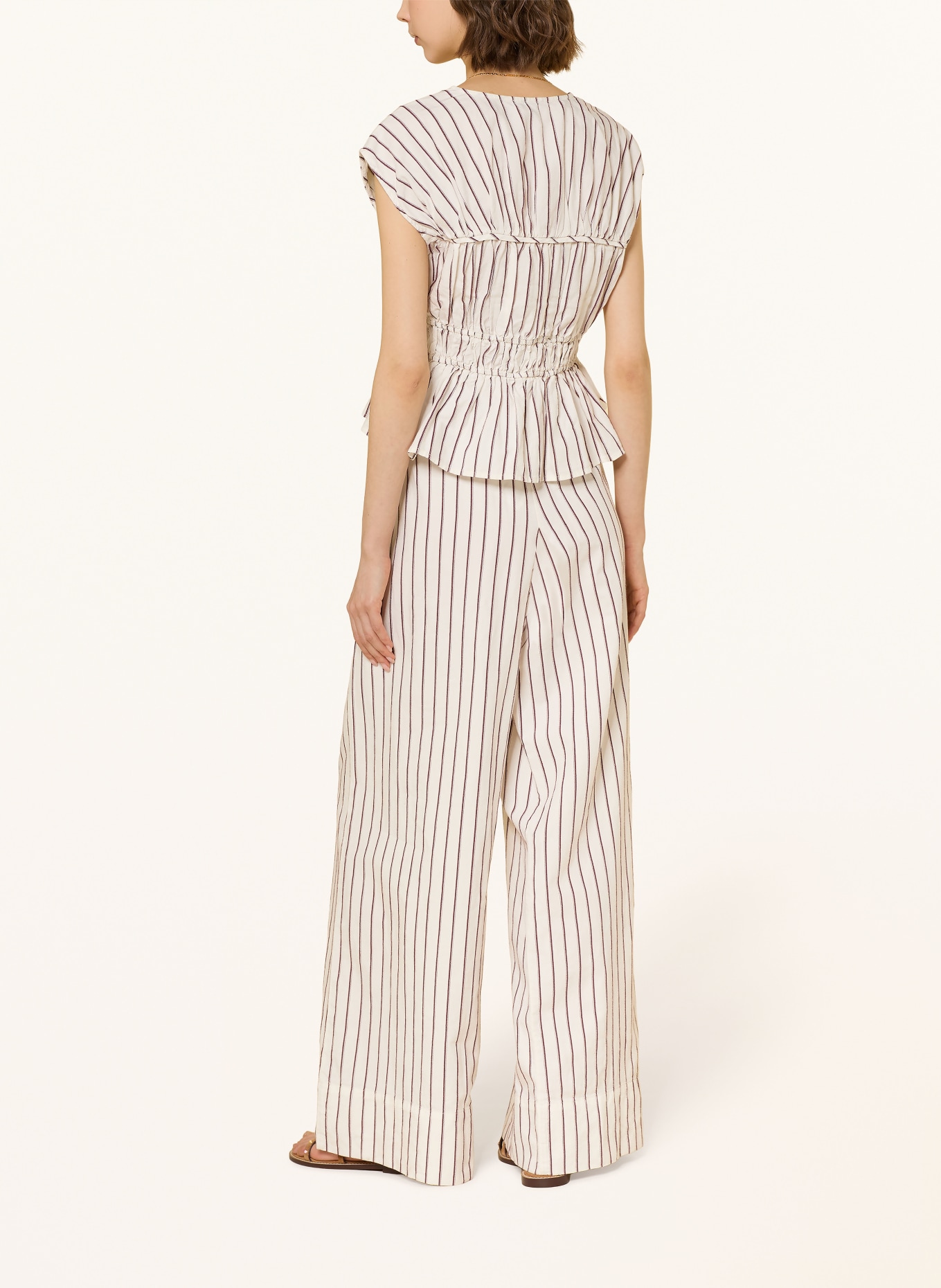 MRS & HUGS Blusentop: WEISS / BRAUN