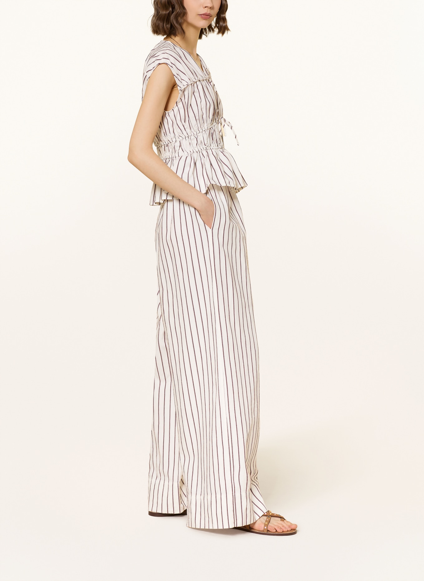 MRS & HUGS Marlenehose: offwhite/brown