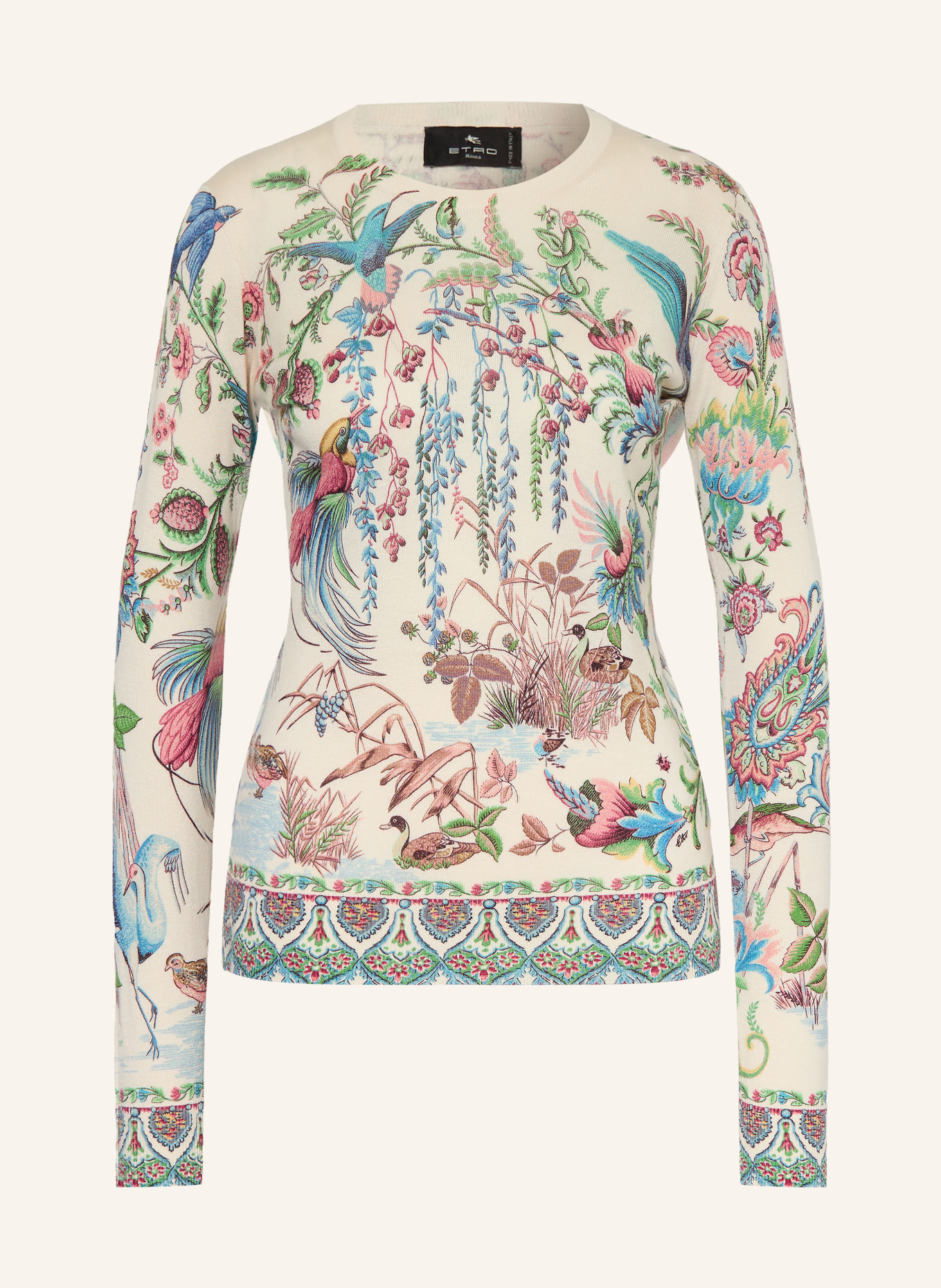 ETRO Pullover mit Seide und Cashmere: CREME / ROT / BLAU