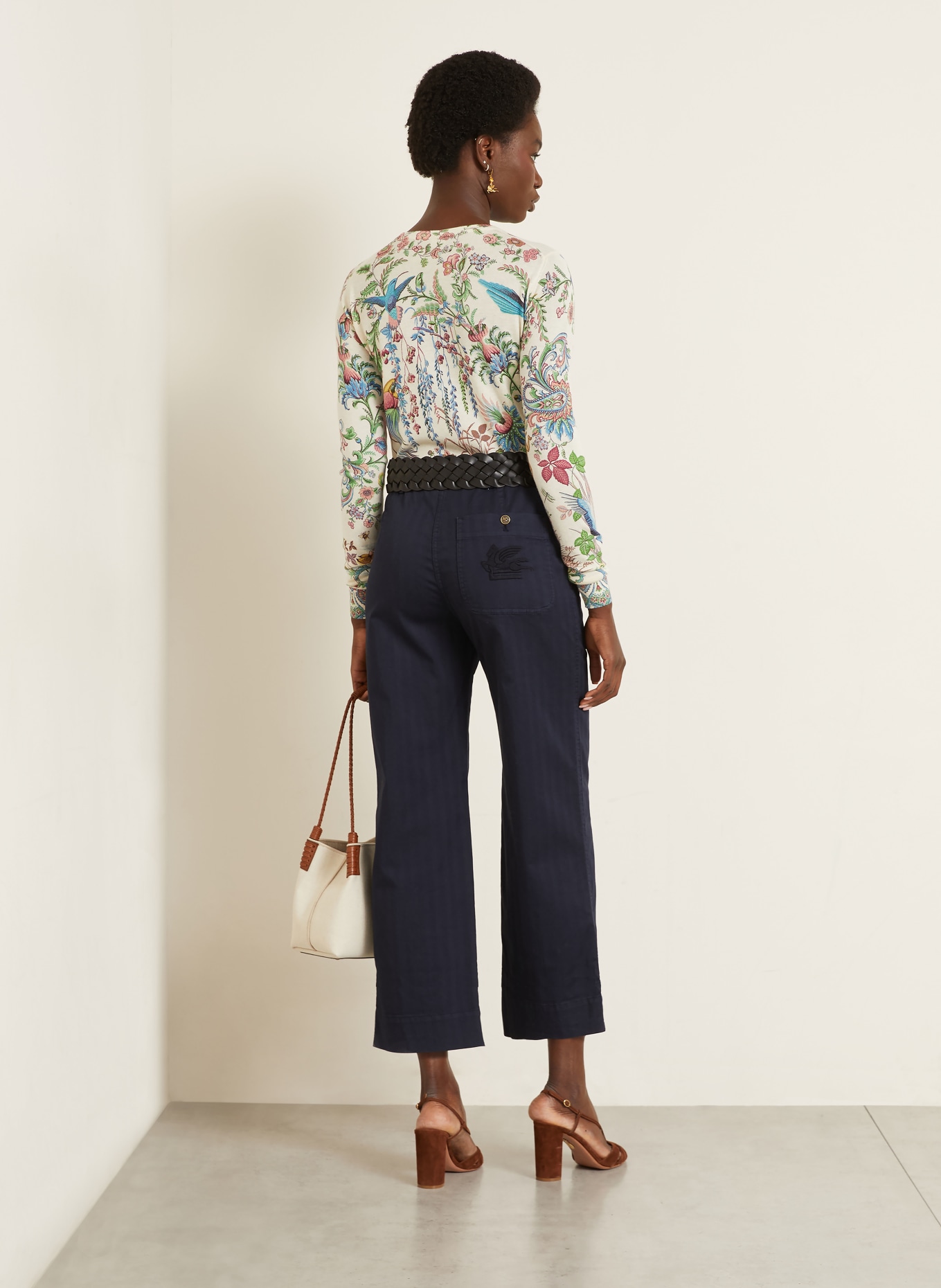 ETRO Pullover mit Seide und Cashmere: CREME / ROT / BLAU