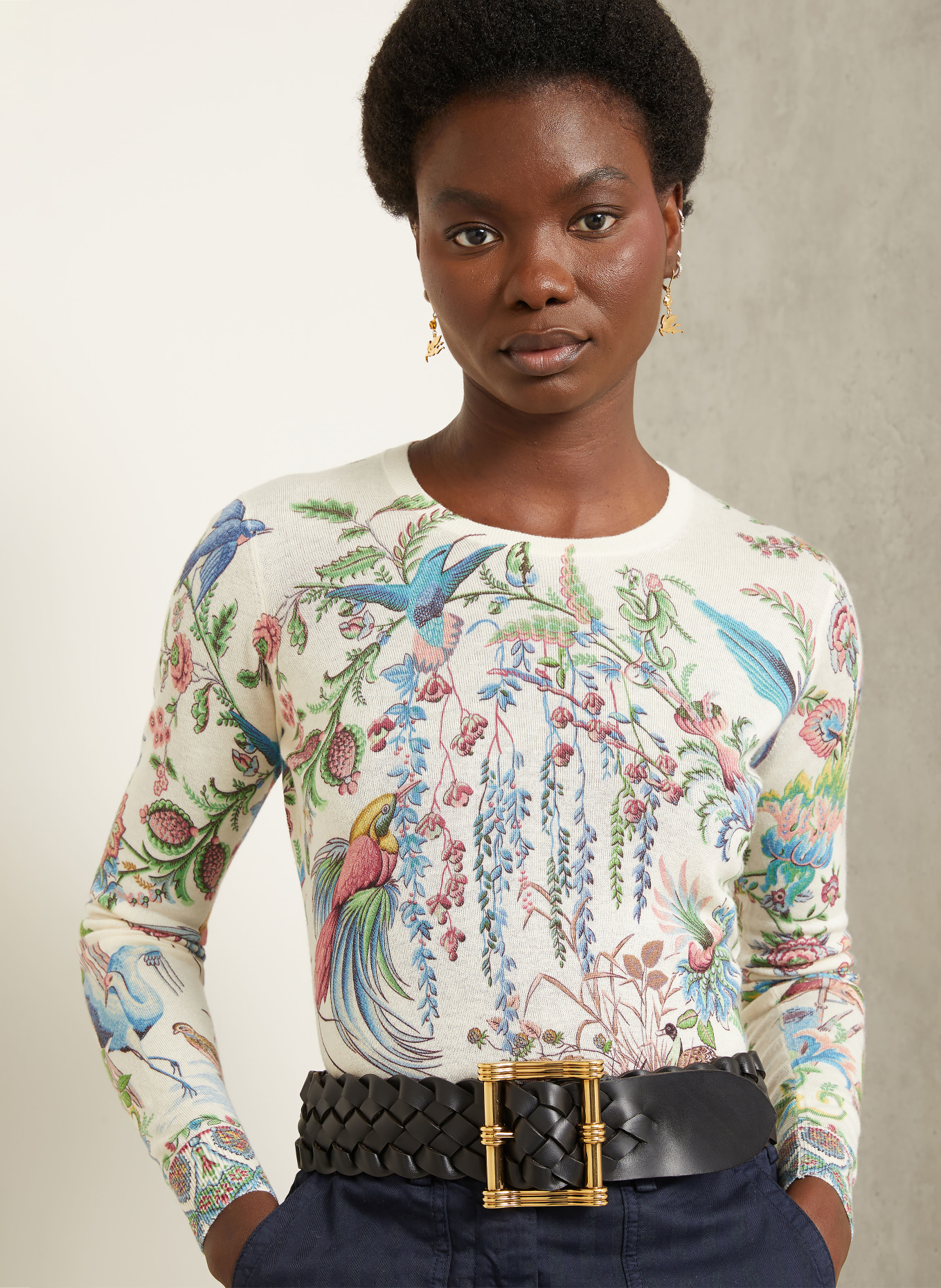 ETRO Pullover mit Seide und Cashmere: CREME / ROT / BLAU