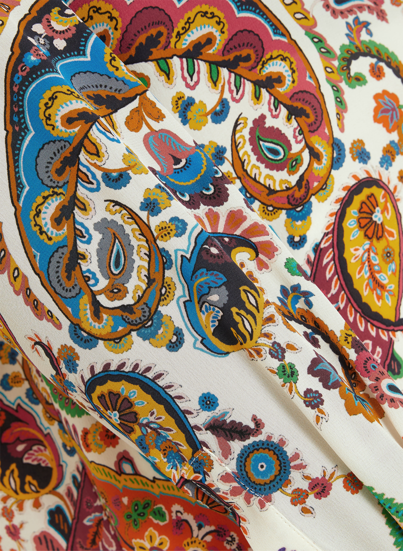 ETRO Hemdbluse aus Seide: ECRU / ROT / BLAU