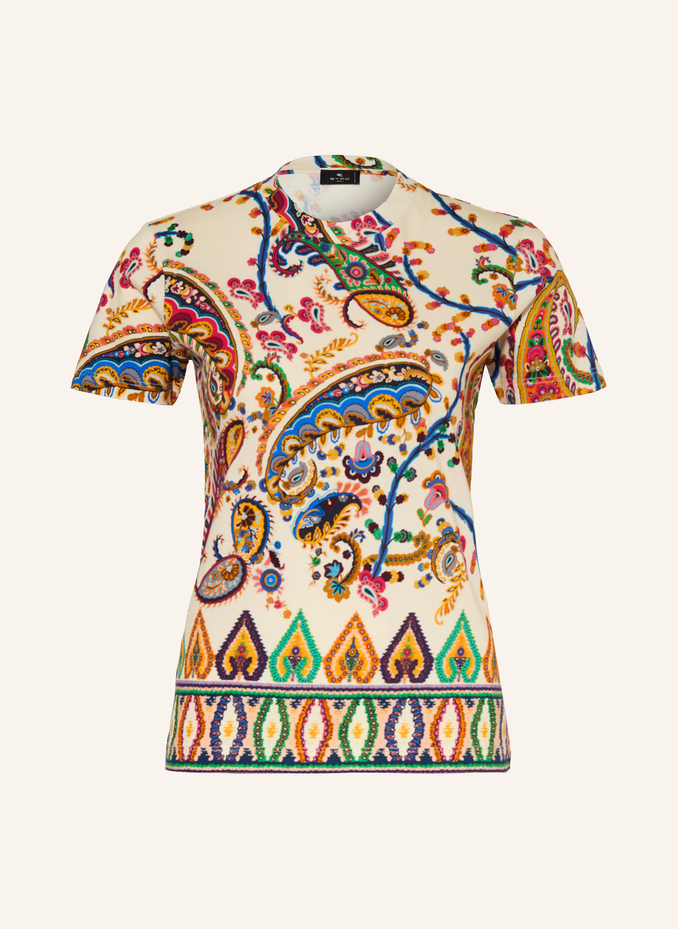 ETRO T-Shirt: CREME / ORANGE / BLAU