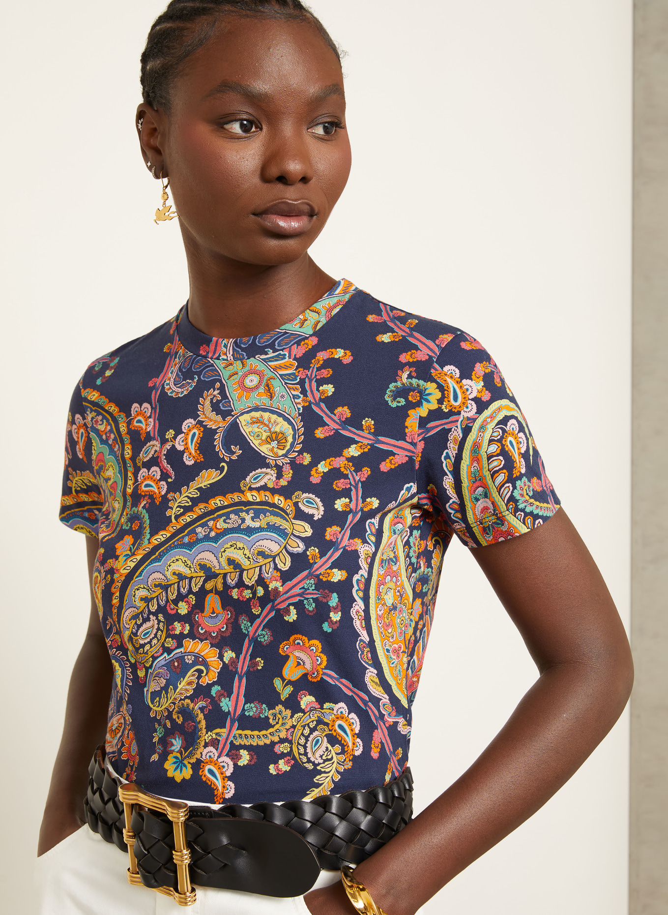 ETRO T-Shirt: DUNKELBLAU / HELLROT / GRÜN