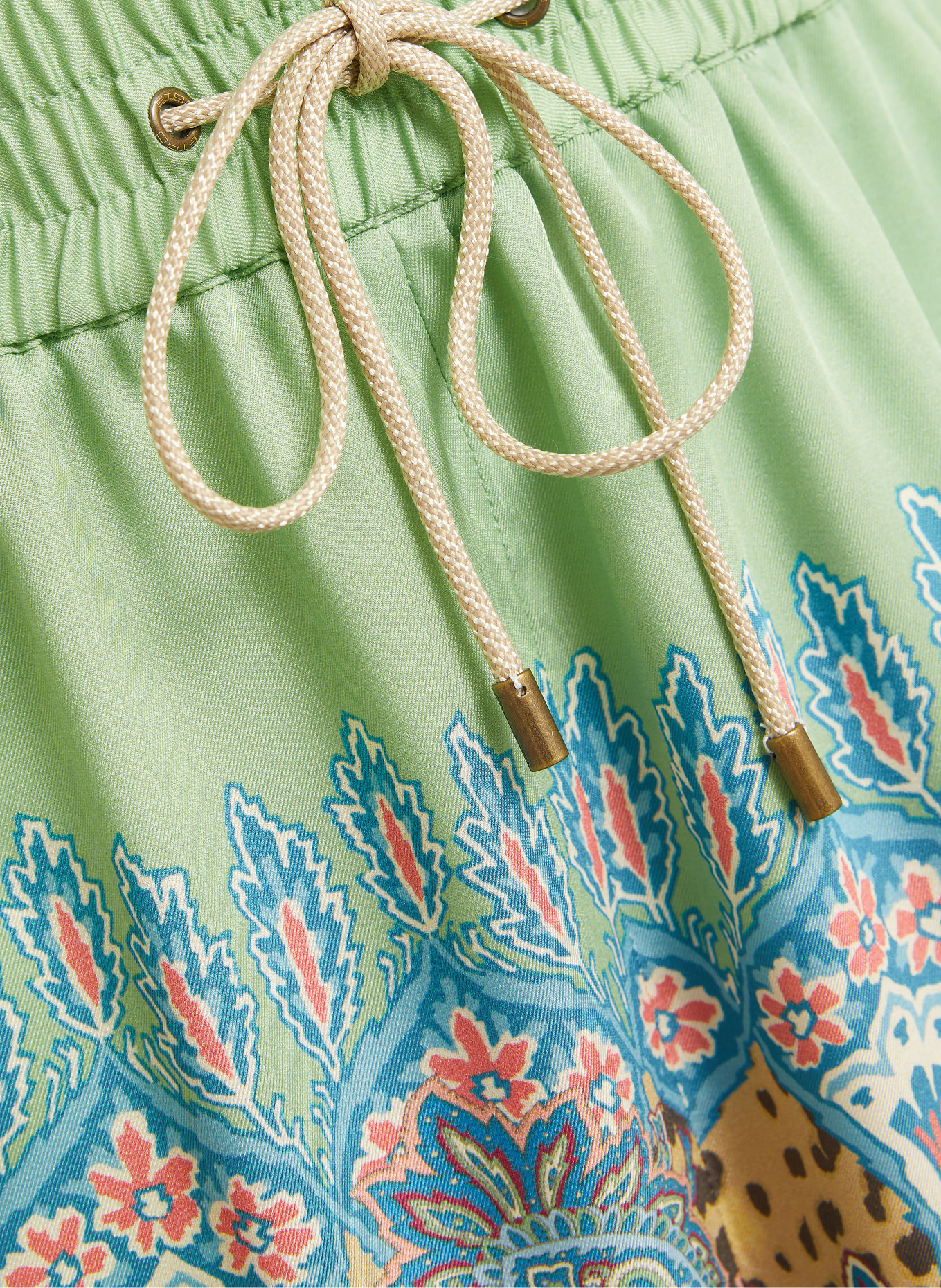 ETRO Satinhose: HELLGRÜN / HELLBRAUN / TÜRKIS