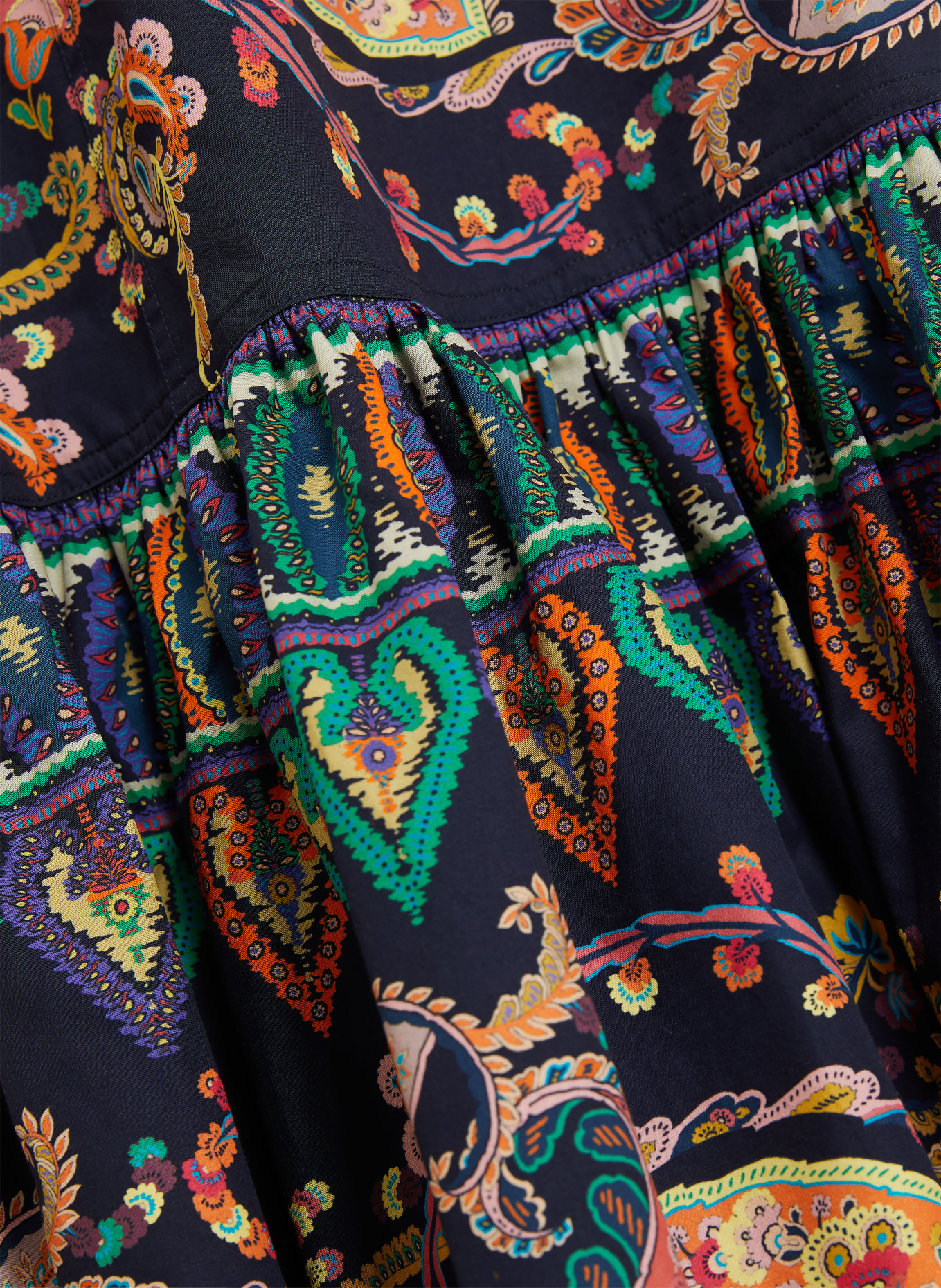 ETRO Kleid mit 3/4-Arm und Rüschen: DUNKELBLAU / HELLROT / GRÜN