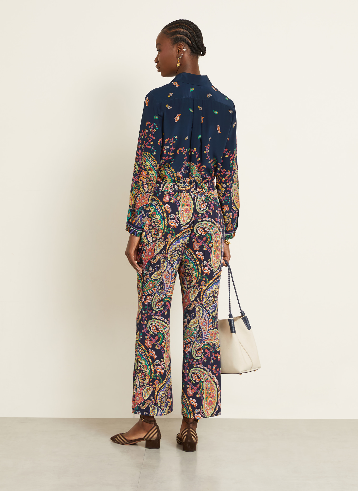 ETRO Hemdbluse aus Seide: DUNKELBLAU / HELLROT / GELB