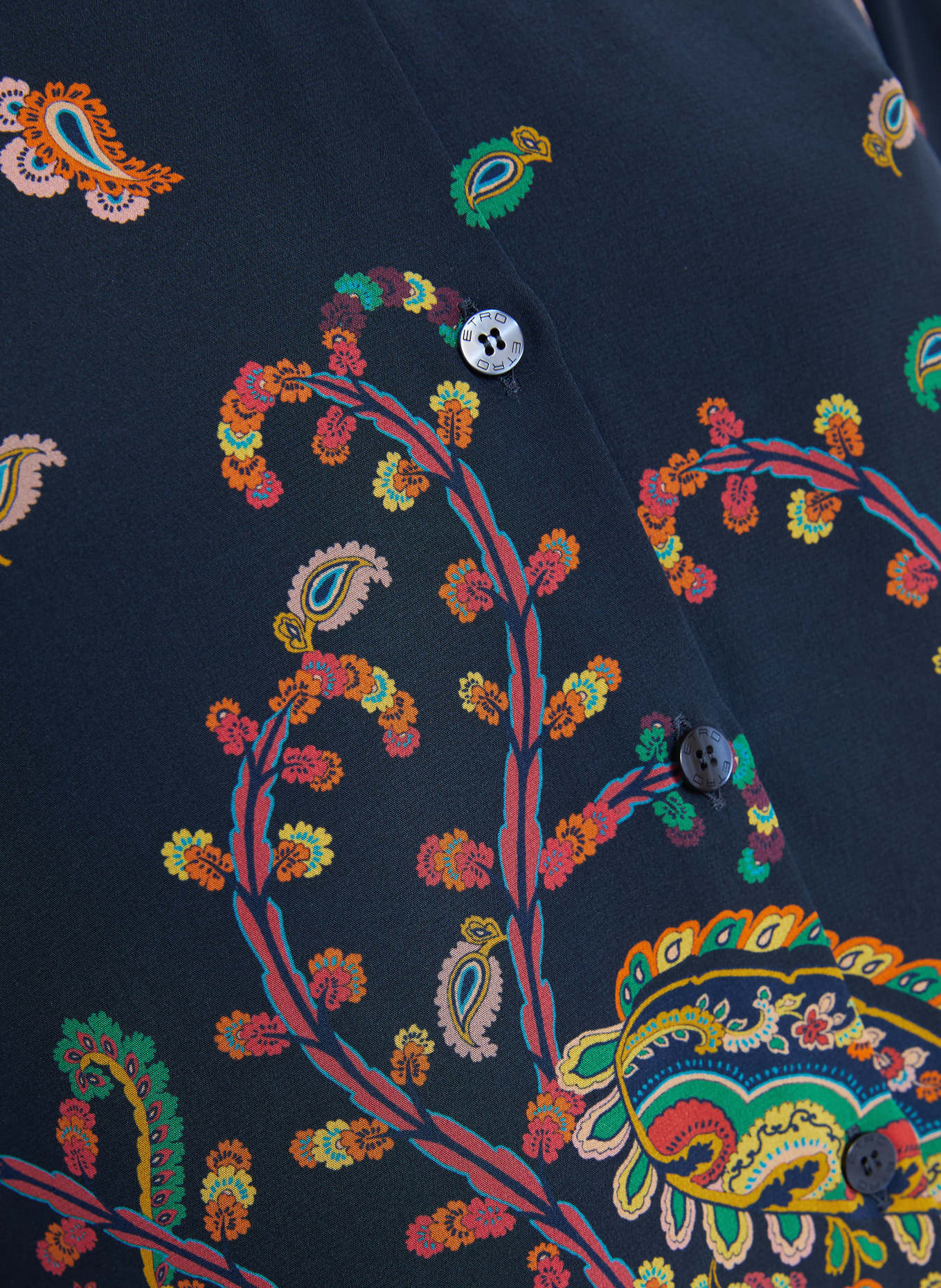 ETRO Hemdbluse aus Seide: DUNKELBLAU / HELLROT / GELB