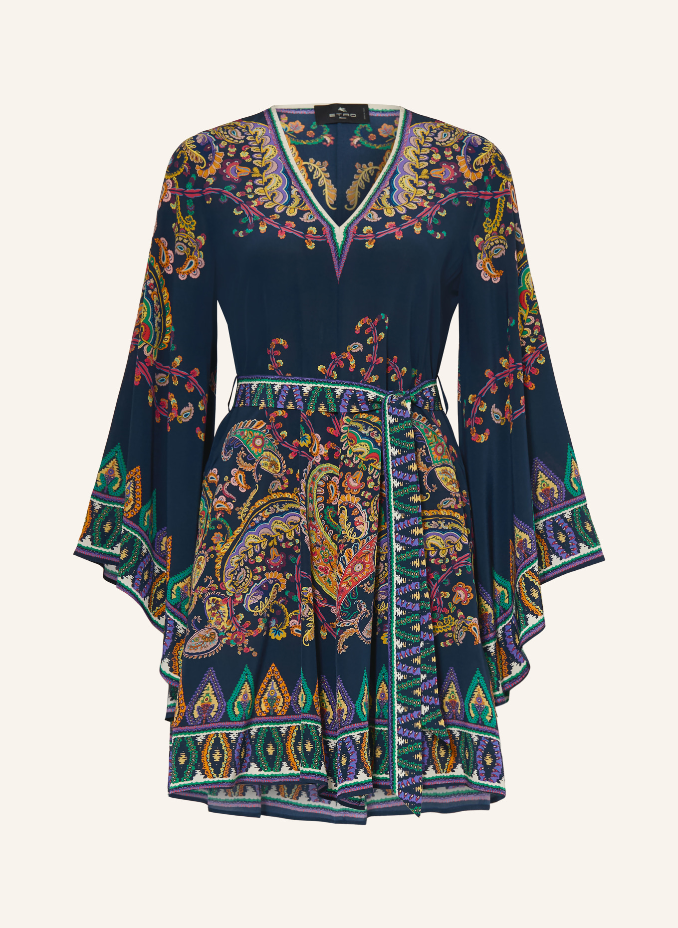 ETRO Seidenkleid: DUNKELBLAU / HELLROT / GRÜN