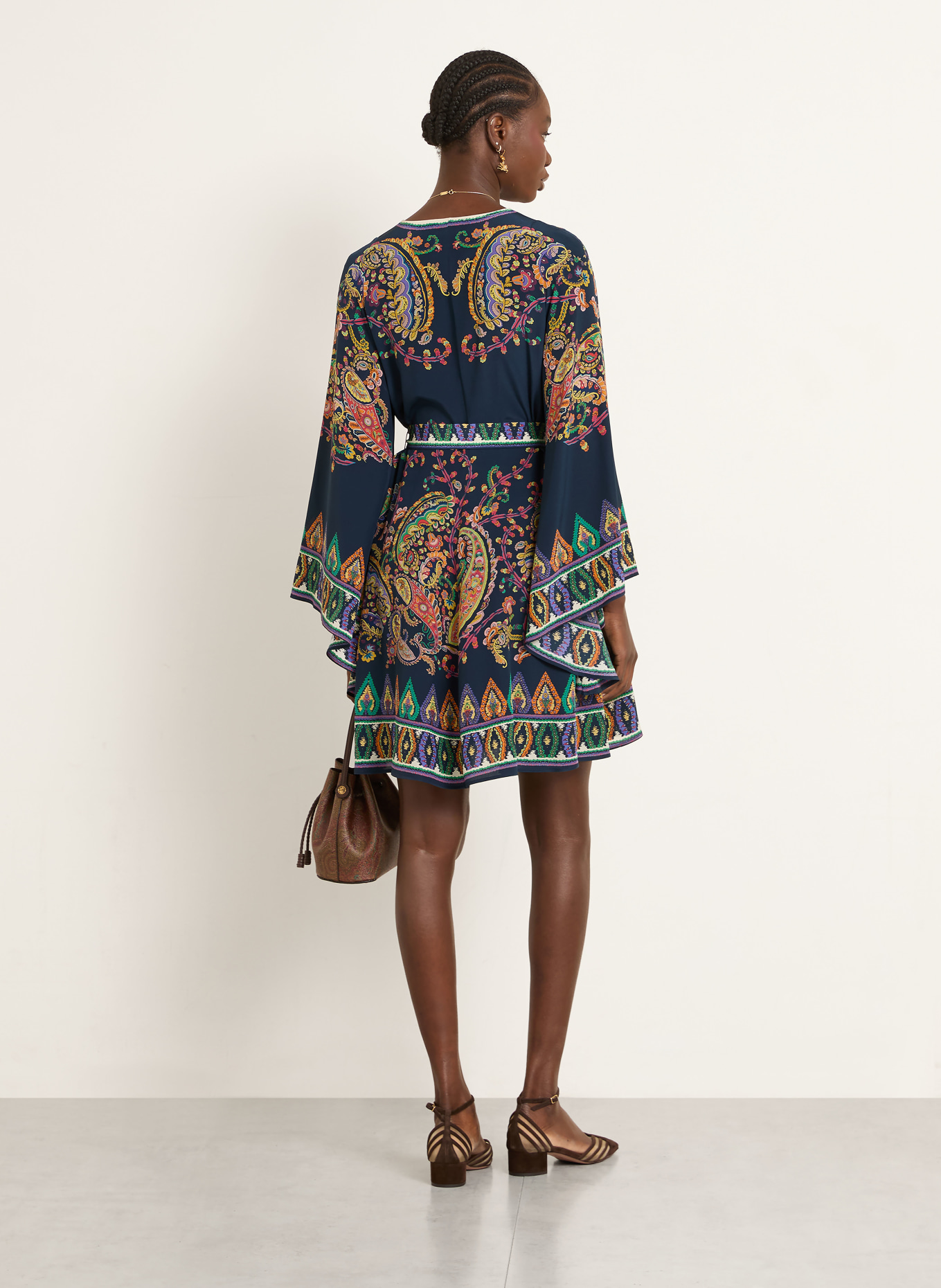 ETRO Seidenkleid: DUNKELBLAU / HELLROT / GRÜN