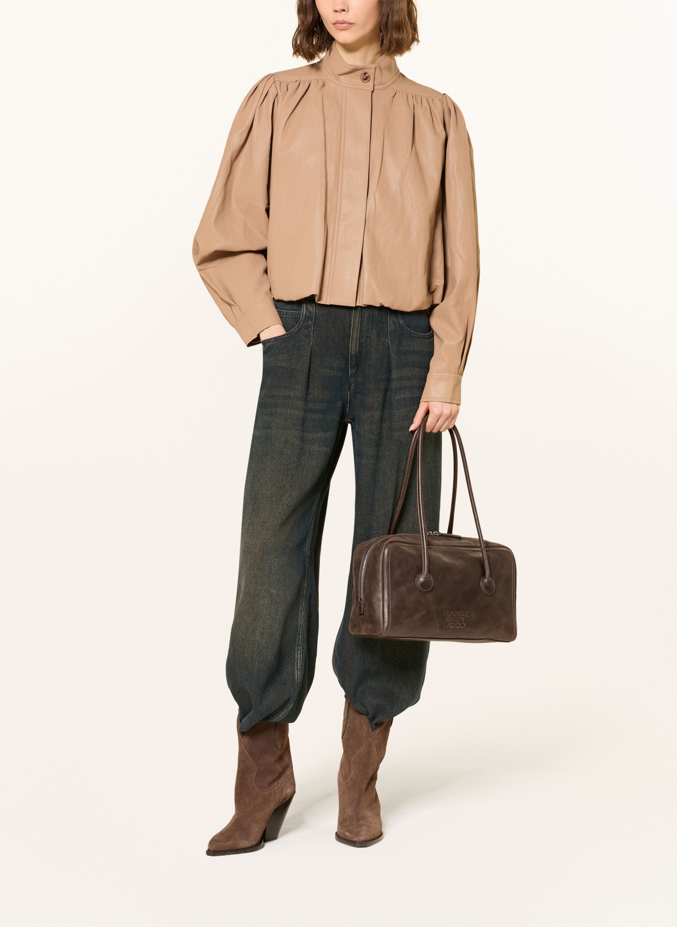 MARGE SHERWOOD Schultertasche SOFT BOSTON: DUNKELBRAUN