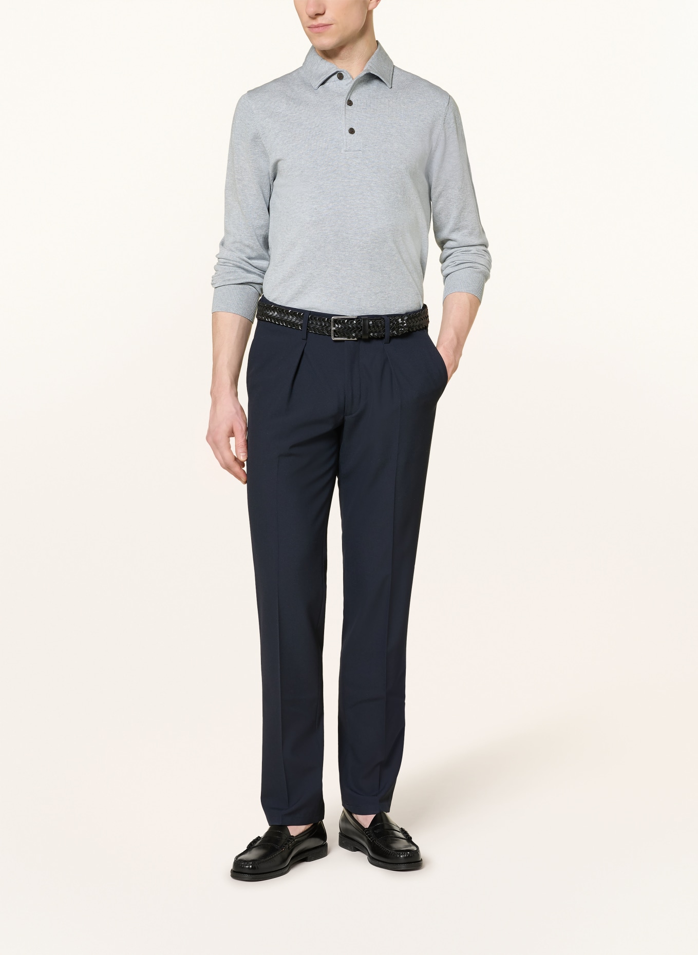 PROFUOMO Strick-Poloshirt: GRAU