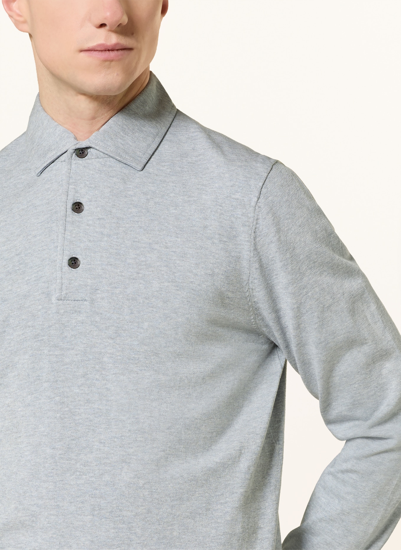 PROFUOMO Strick-Poloshirt: GRAU