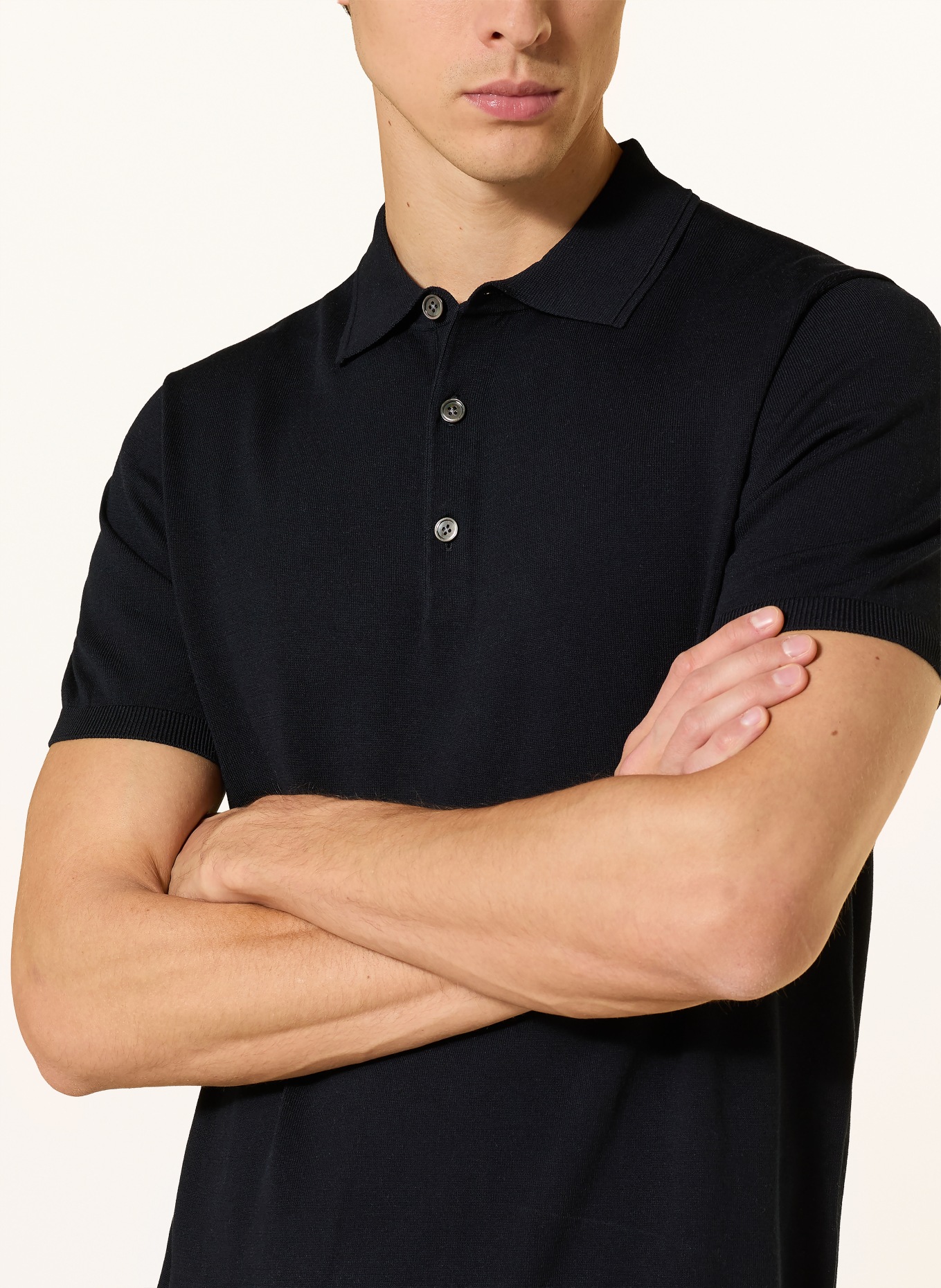 PROFUOMO Gebreid poloshirt: ZWART