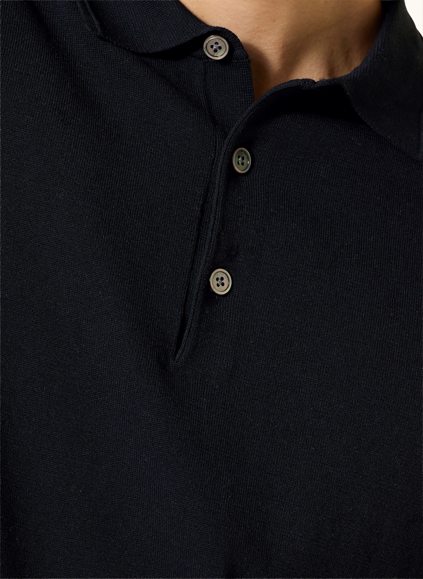 PROFUOMO Gebreid poloshirt: ZWART
